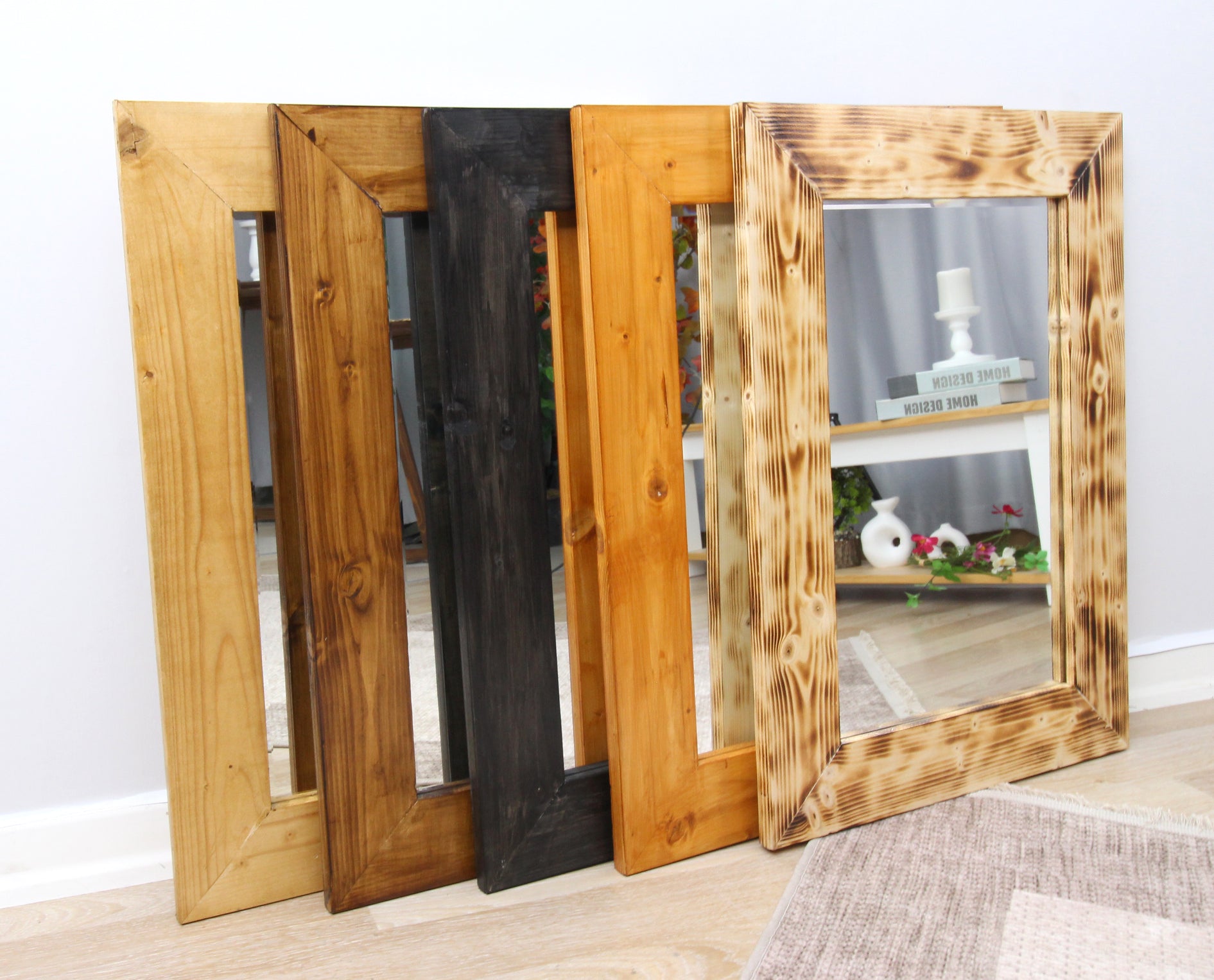 Stylish Black Wooden Wall Mirror - Elegant Home Decor for Living Room, Bedroom & Entryway - Perfect for Adding Depth & Style to Any Space
