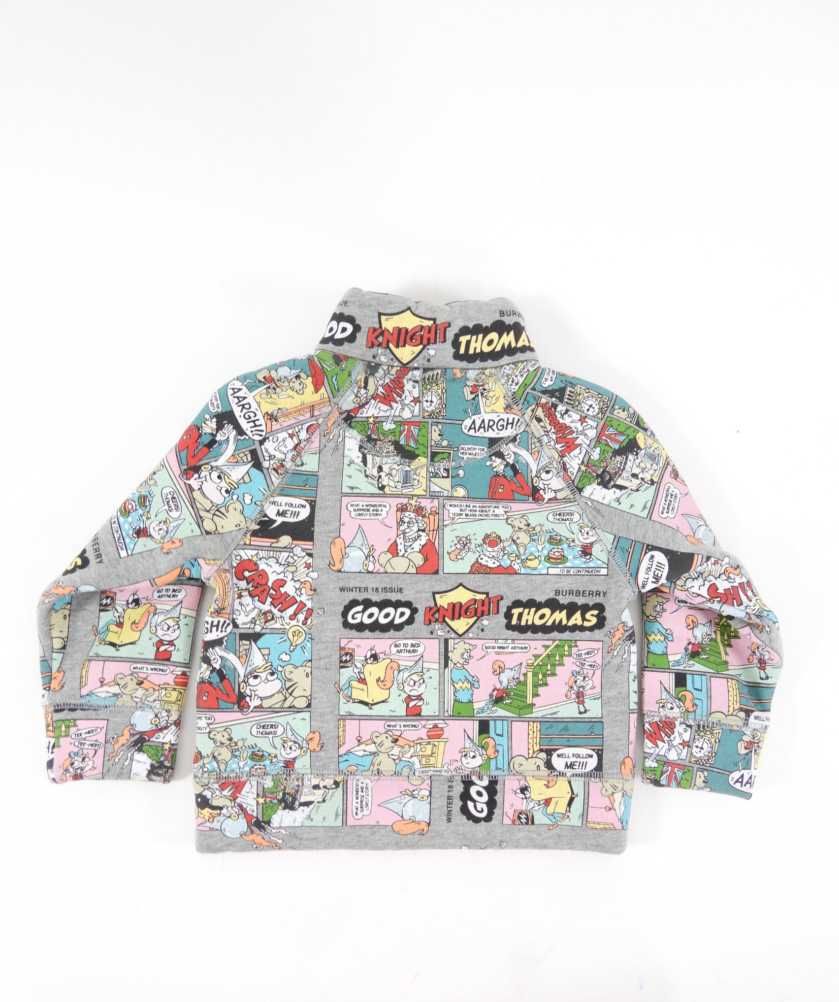 Burberry Kids Grey Comic Zip Jacket for Boys & Girls - Waterproof Windbreaker for Outdoor Play, School & Travel (Size 12 Months)