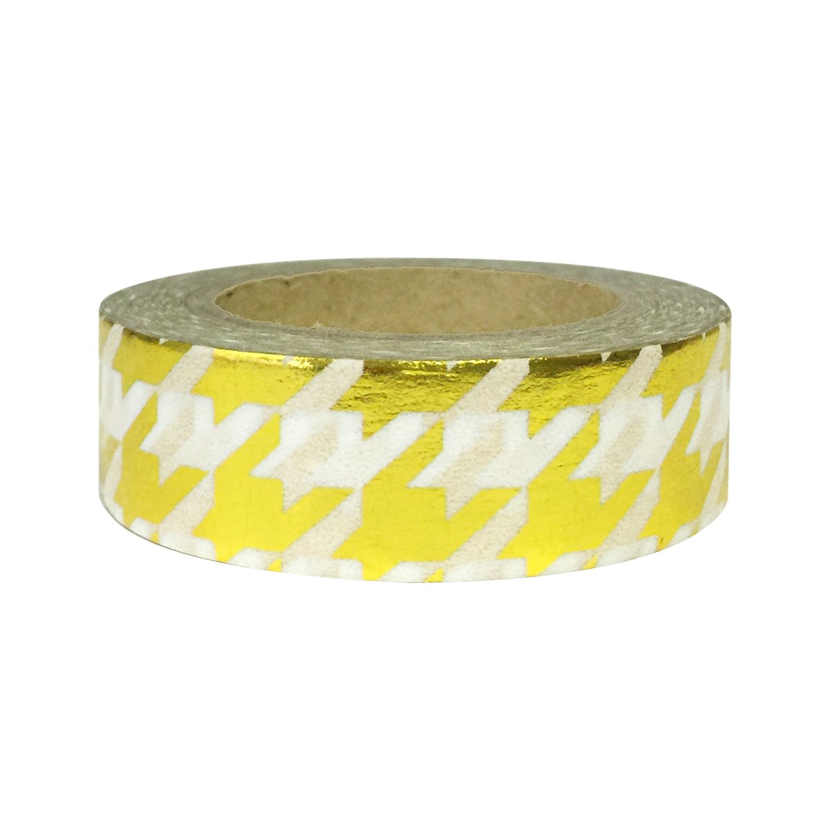 Wrapables Colorful Washi Masking Tape - Metallic Gold Houndstooth Pattern for Scrapbooking, Journaling, DIY Crafts & Home Decor