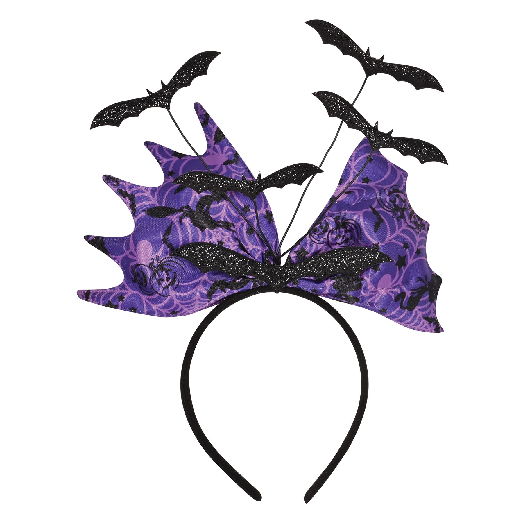 12 Pack Beistle Glittered Bat Headbands for Halloween Costume Party, Cosplay, and Dress Up - Sparkly Bat Ears Hair Accessories for Women and Kids