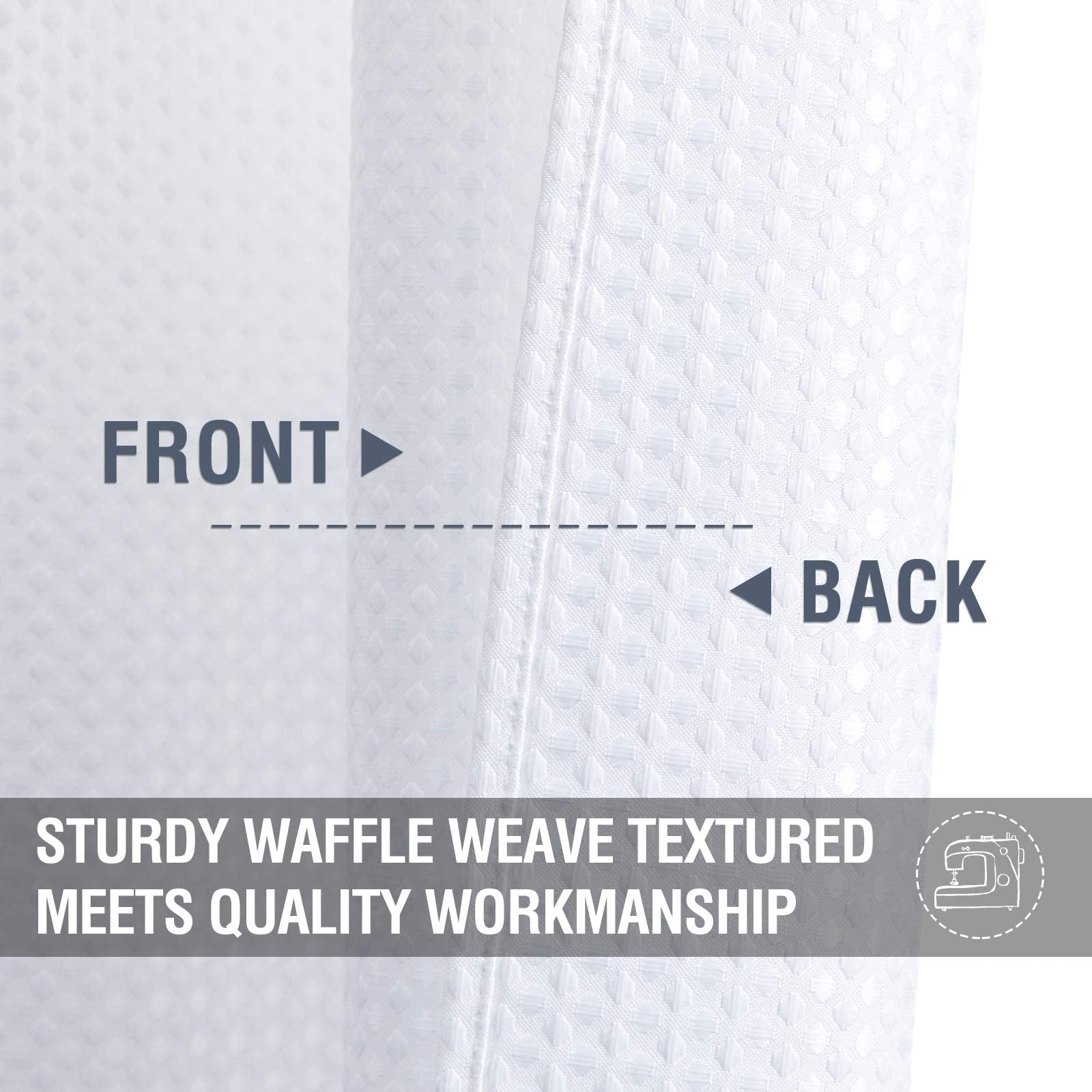 Vangao 90 Inch White Waffle Weave Curtains - Plaid Textured Grommet Top Window Drapes for Living Room & Bedroom | Blackout Privacy Sheers for Home Decor & Cozy Atmosphere