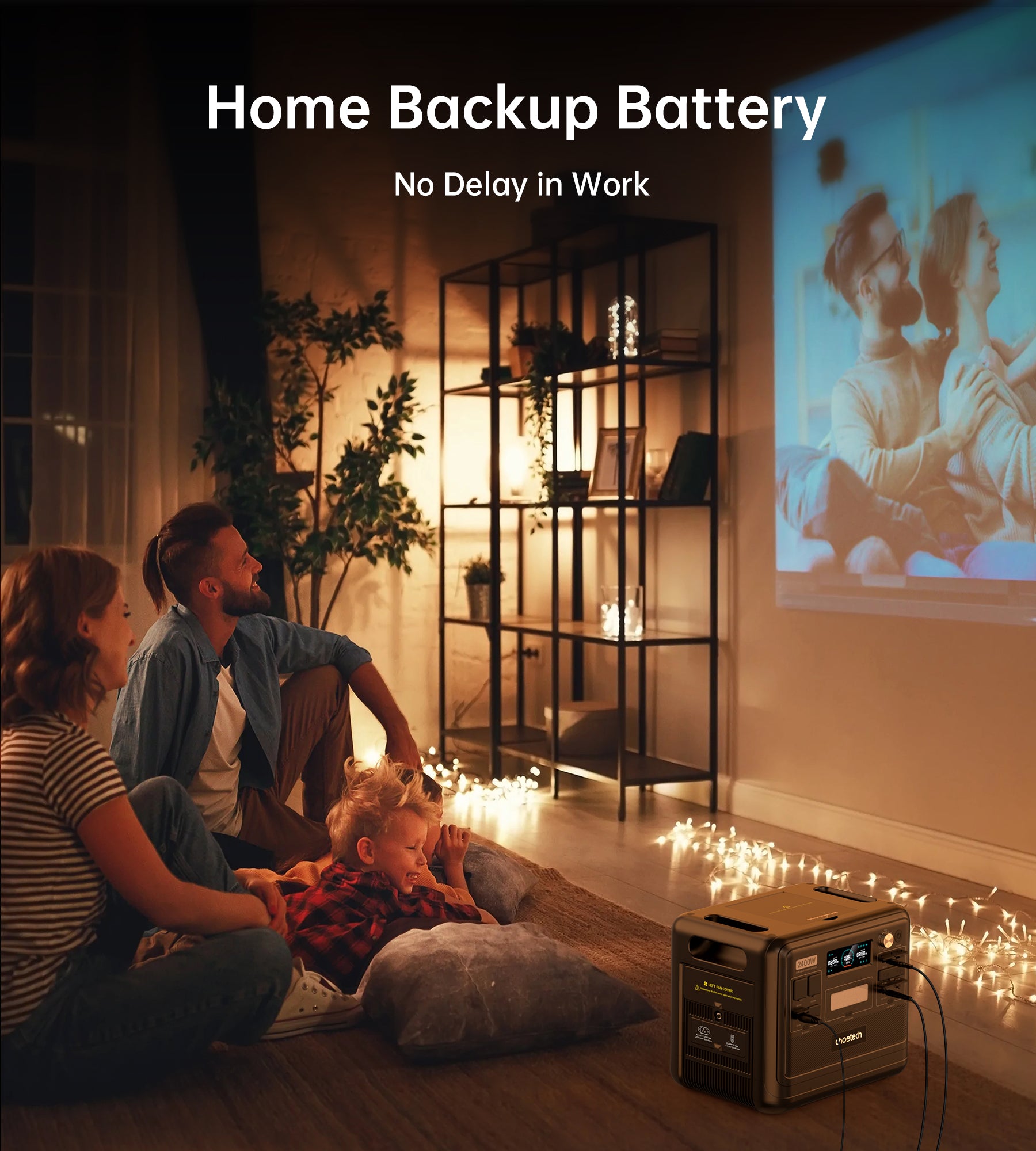 Choetech BS008 2400W UPS Bidirectional Power Station 2048Wh - Portable Backup Battery for Home, Camping & Emergency Power Outages