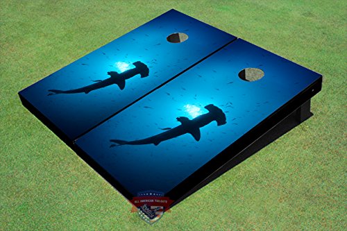 Premium American Tailgate Hammerhead Shark Cornhole Game Set - Outdoor Party & Backyard BBQ Fun for Adults & Kids