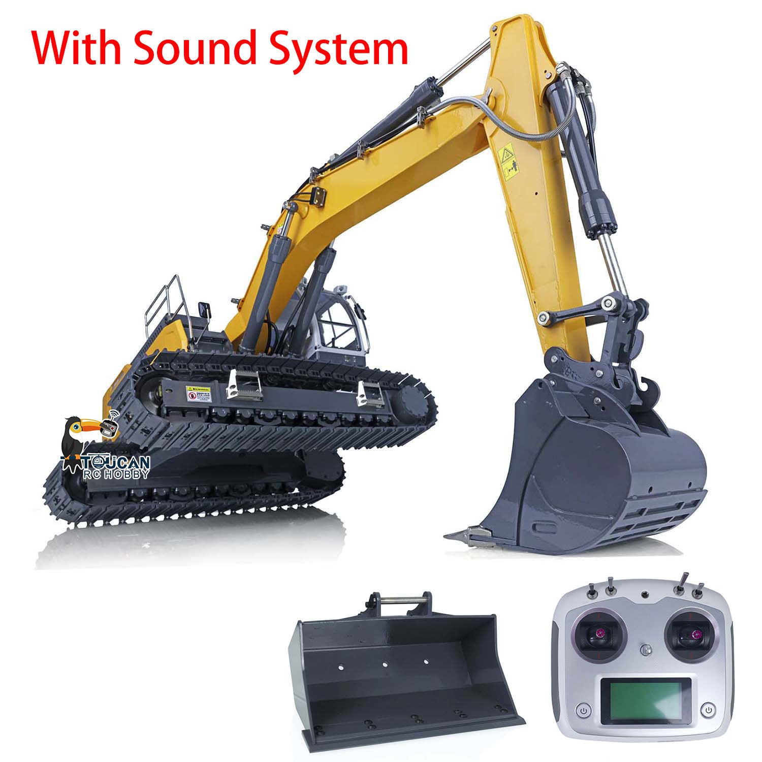 1/14 XDRC Metal Hydraulic RC Excavator 945 - Remote Control Construction Toy with Sound & Light System, Pre-Assembled & Painted - Perfect for Hobbyists, Collectors & Kids Outdoor Play