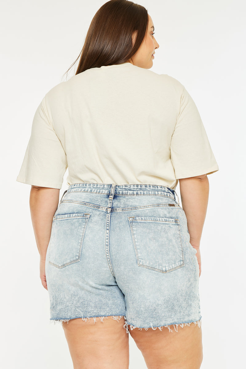 Lina Essentials 90's High Rise Shorts for Women - Plus Size Denim Shorts with Stretch Comfort - Perfect for Summer, Casual Outfits & Retro Fashion