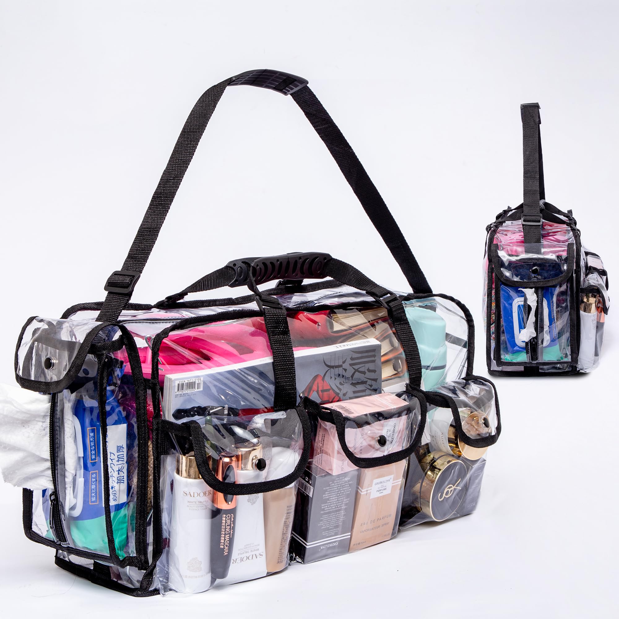 Large Clear Makeup Organizer - Transparent PVC Cosmetic & Toiletry Bag Set (3-Piece Waterproof Travel Essentials) | Perfect for Travel, Home Storage & Daily Beauty Routine