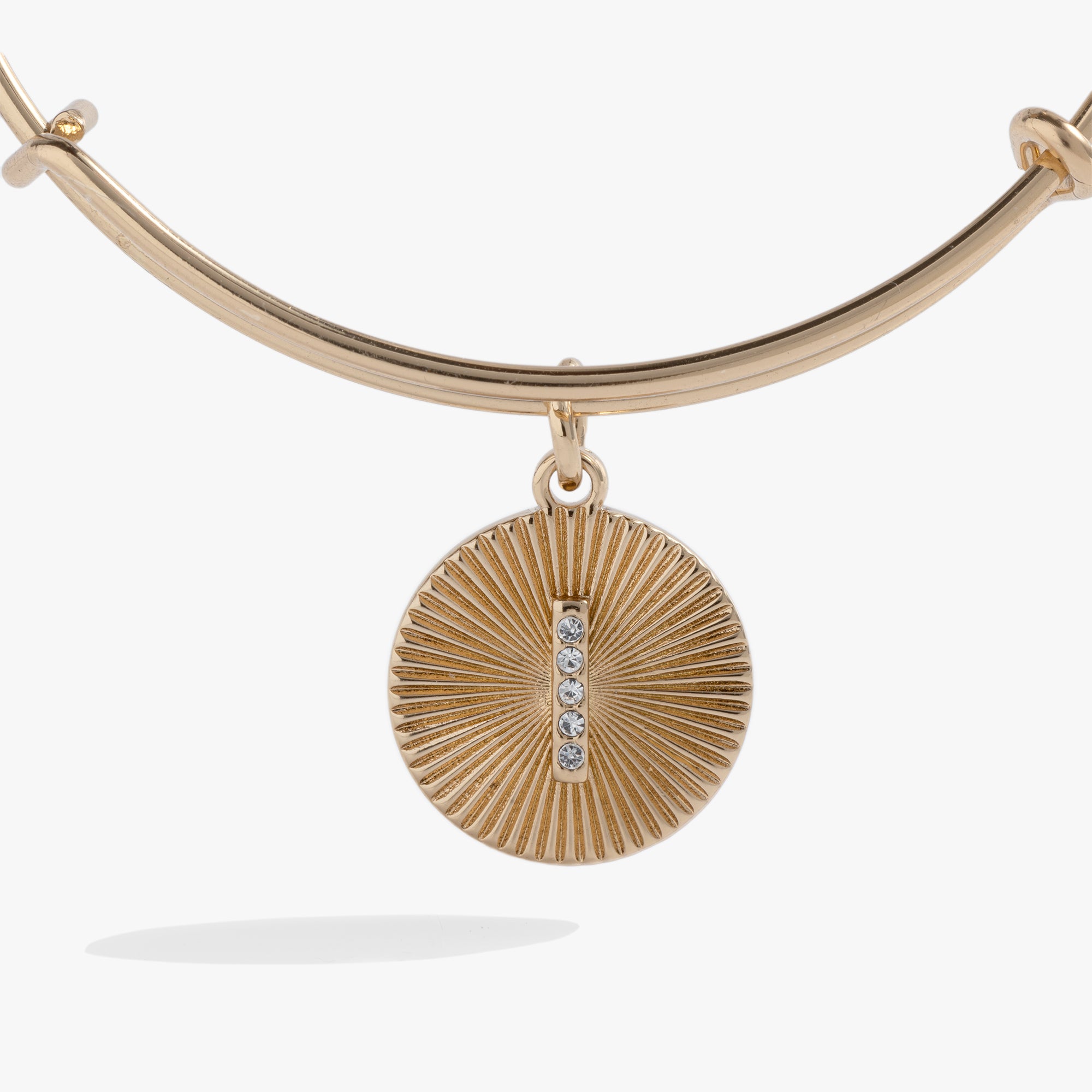 Initial I Pave Starburst Texture Bangle - Elegant Cubic Zirconia Bracelet for Women | Perfect for Parties, Weddings & Everyday Wear