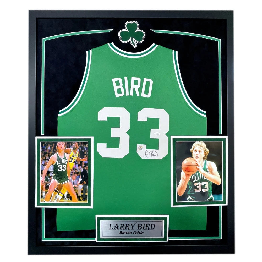 Larry Bird Autographed Boston Celtics Jersey - Framed NBA Memorabilia with JSA COA - Perfect for Sports Collectors & Celtics Fans Display