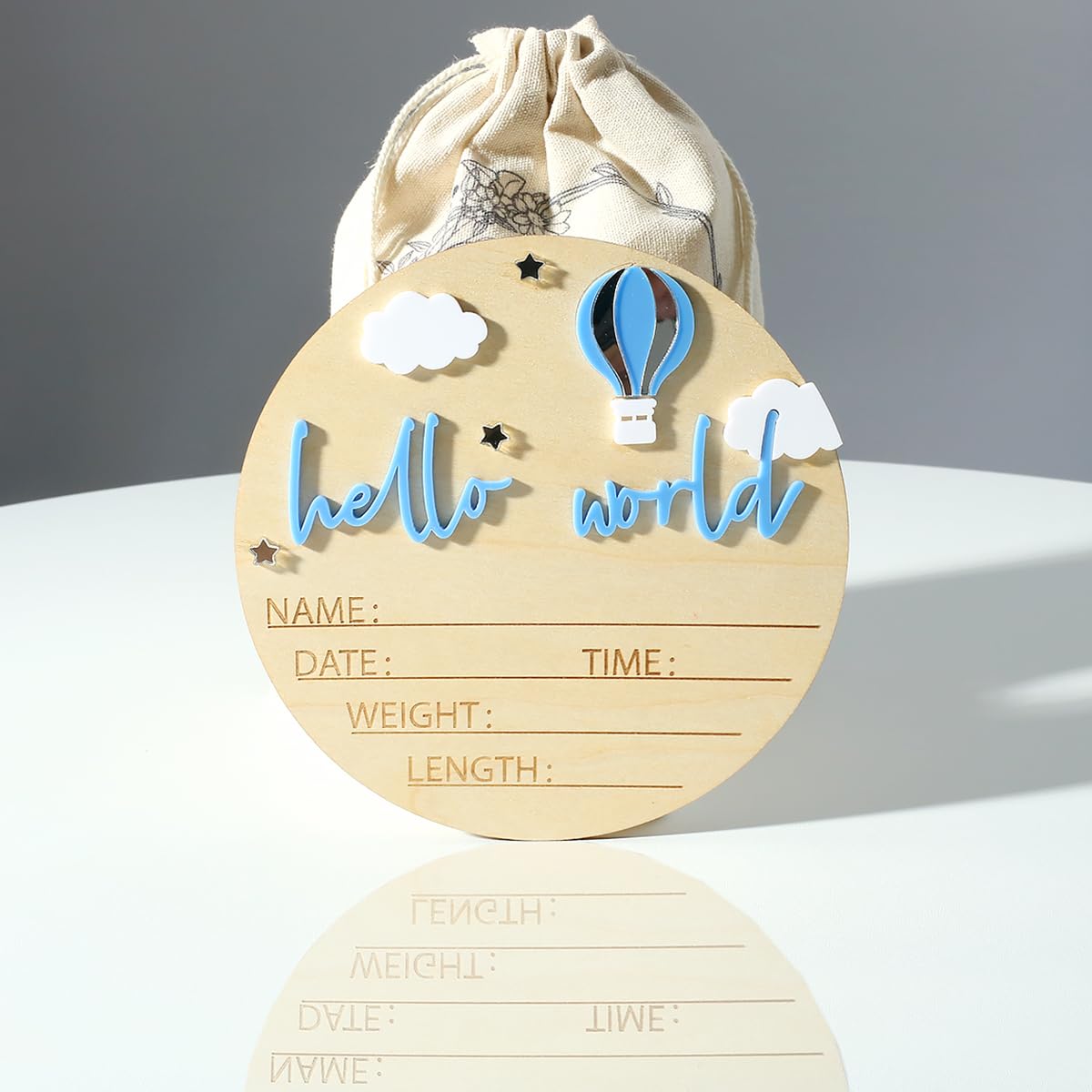 Ylsteed Wooden Baby Announcement Sign - Custom Newborn Name Sign for Boy & Girl, Hello World Birth Decor, Photography Props, Baby Shower & Nursery Decor - Perfect for Hospital Photos, Gender Reveals & First Birthday Parties