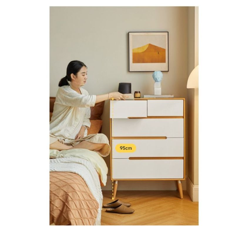 Solid Poplar Wood Chest of Drawers - 5-Drawer Storage Organizer for Bedroom, Living Room & Office | Natural Wood Dresser with Smooth Gliding Drawers