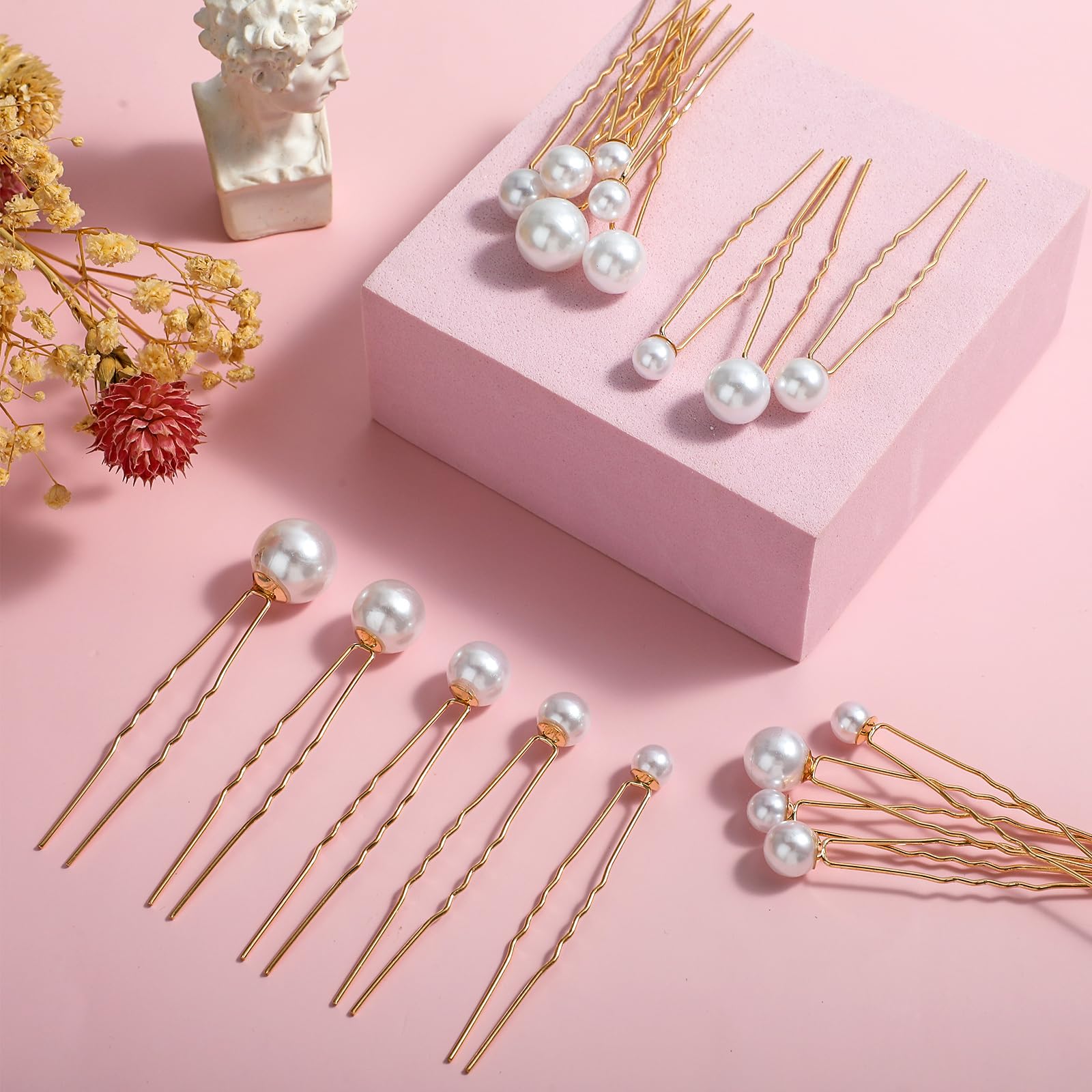 18Pcs Pearl Bobby Pins for Wedding - U Shaped Bridal Hair Clips with Pearls for Brides, Bridesmaids & Women (Gold) | Elegant Hair Accessories for Special Occasions
