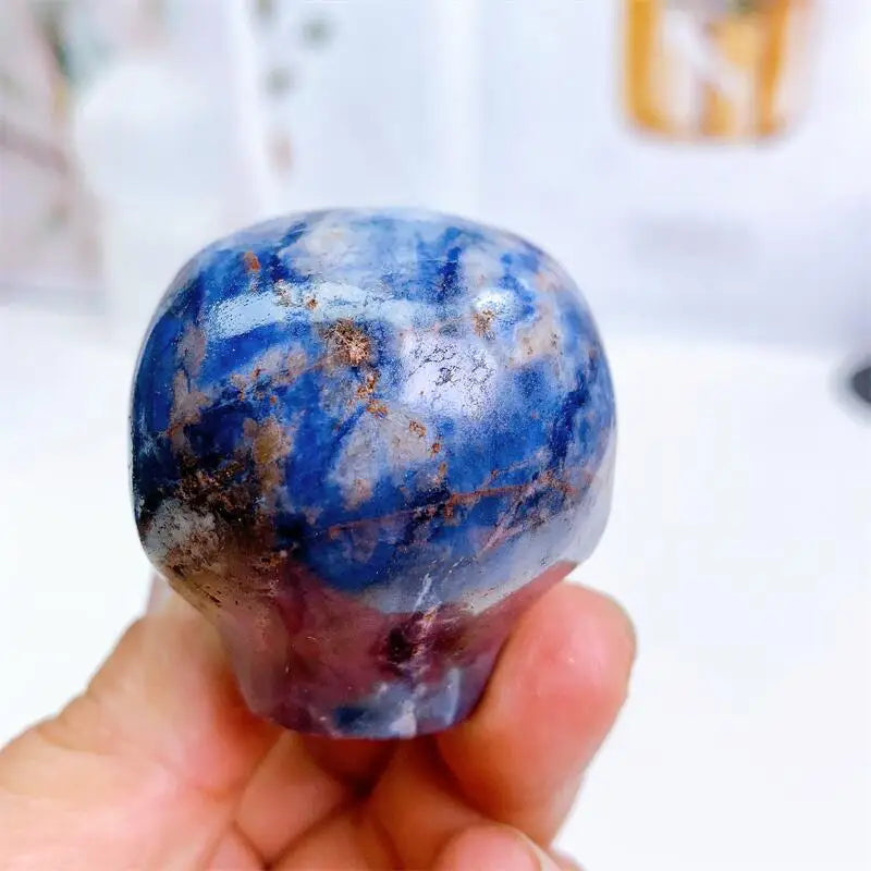 2 Inch Natural Blue Sodalite Alien Skull Crystal Carving - Reiki Healing Stone, Meditation Gemstone Figurine, Unique Home Decor & Spiritual Gift (1 Piece) - Perfect for Yoga Spaces, Altars & Energy Healing Sessions