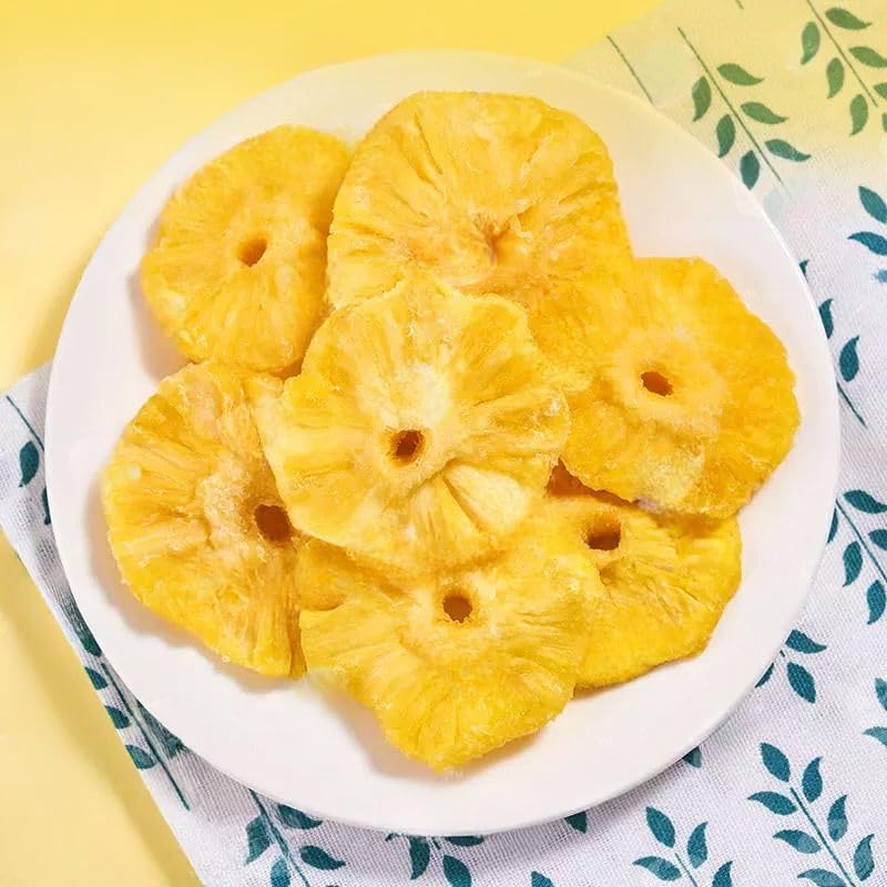 Freeze-Dried Pineapple Slices 208g (7.35oz) - Sweet & Sour Dried Fruit Snacks, Natural Candied Fruit Preserves, Healthy Fruit Tea Ingredient, Crunchy Freeze-Dried Fruit Candy - Perfect for Snacking, Gift Packs & Tea Time