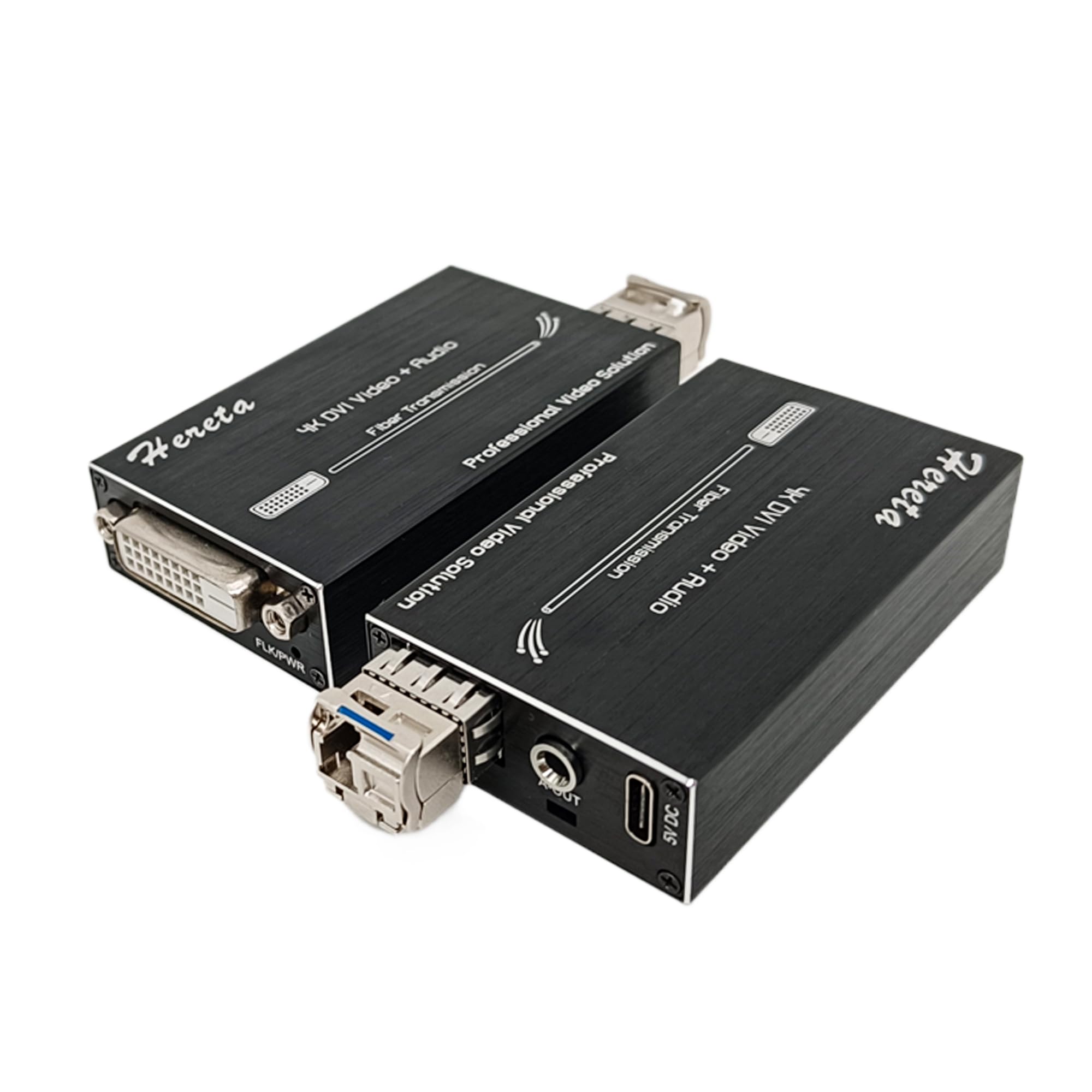 4K HD Mini DVI to Fiber Optic Extender - 20km Single-Mode Video Converter with External Stereo Audio | Ideal for Long-Distance CCTV, Broadcast & Conference Room AV Systems