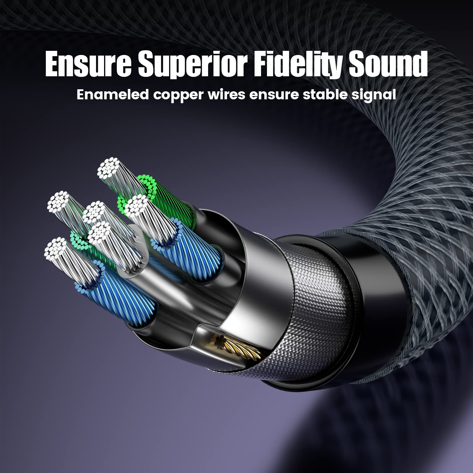 KOOPAO 3.5mm Headphone Splitter Mic Cable - Female to 2 Male Y Splitter with Headphone & Mic Function for PC, Laptop, Gaming Headset, PS4 - Perfect for Multiplayer Gaming & Online Meetings