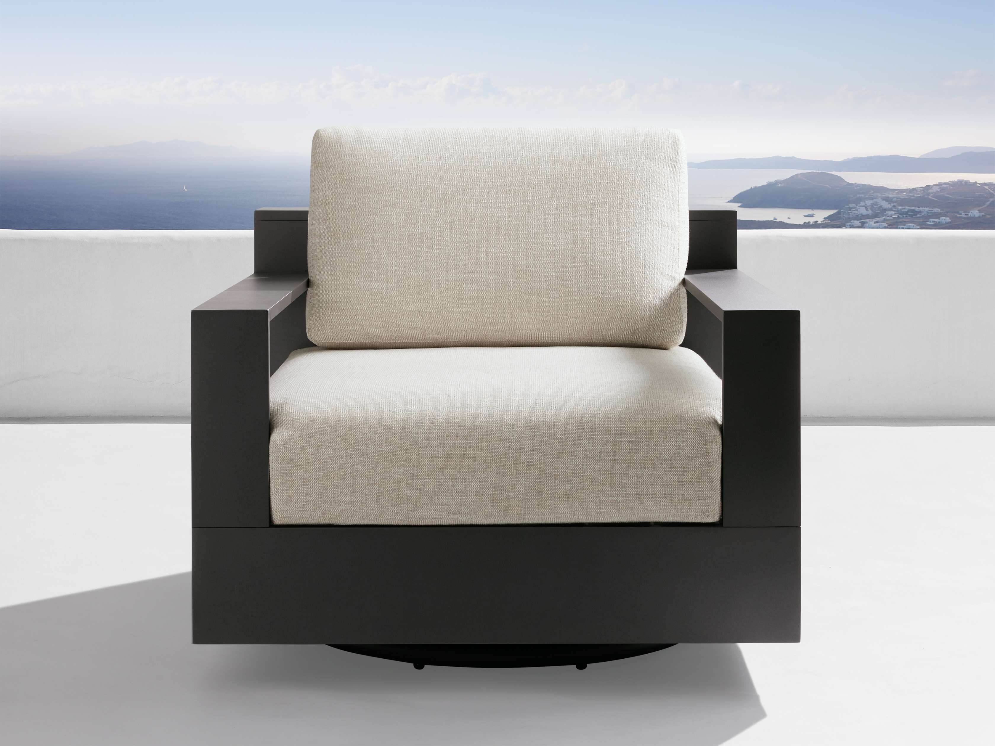 Bal Harbour Outdoor Aluminum Swivel Chair - Patio, Poolside & Garden Lounge Seating - Weather-Resistant & Comfortable Modern Furniture