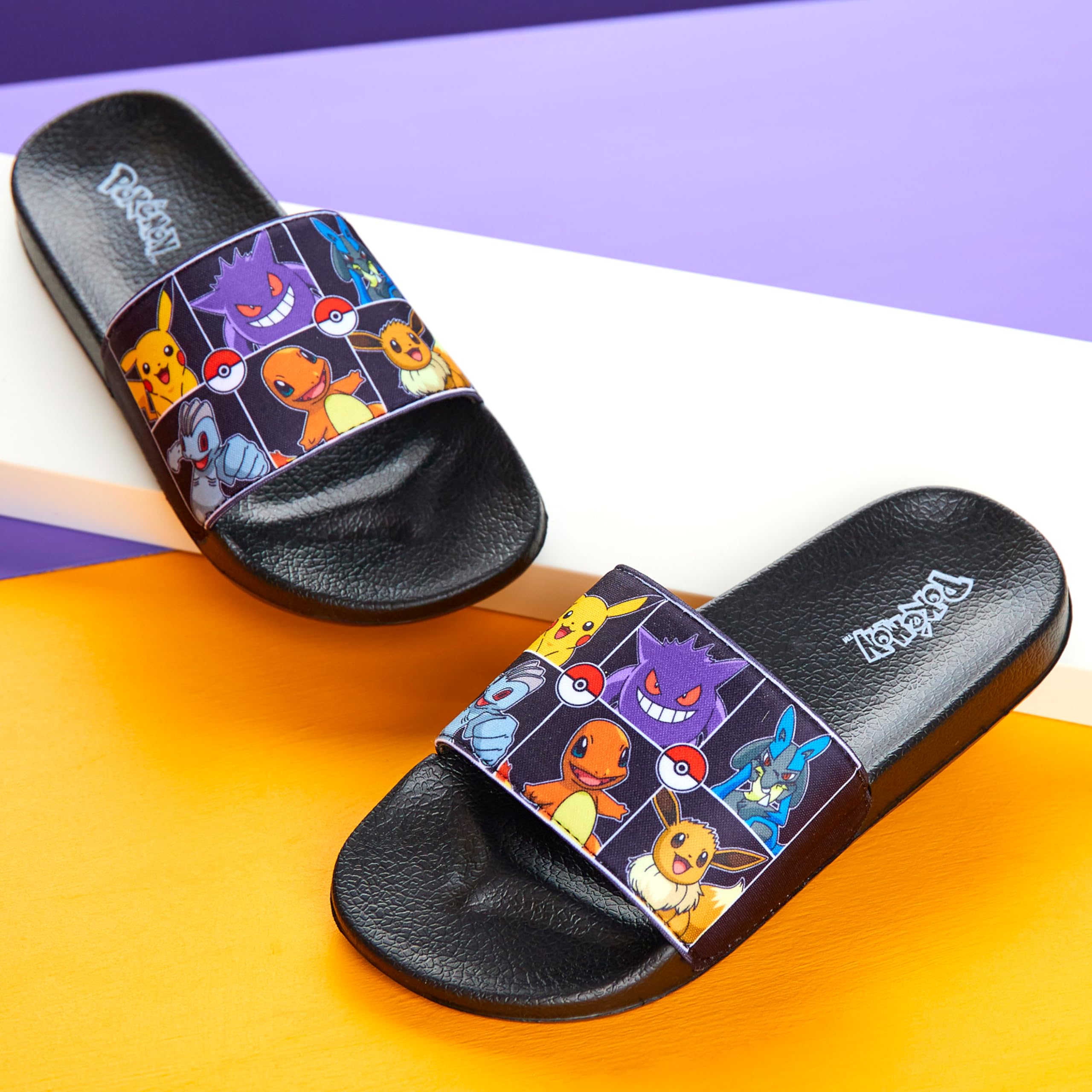 Pokemon Boys Slides - Kids Beach & Pool Shoes with Non-Slip Soles | Comfortable Water Sandals for Summer, Swimming, Vacation & Outdoor Play | Perfect Gamer Gift for Boys & Girls