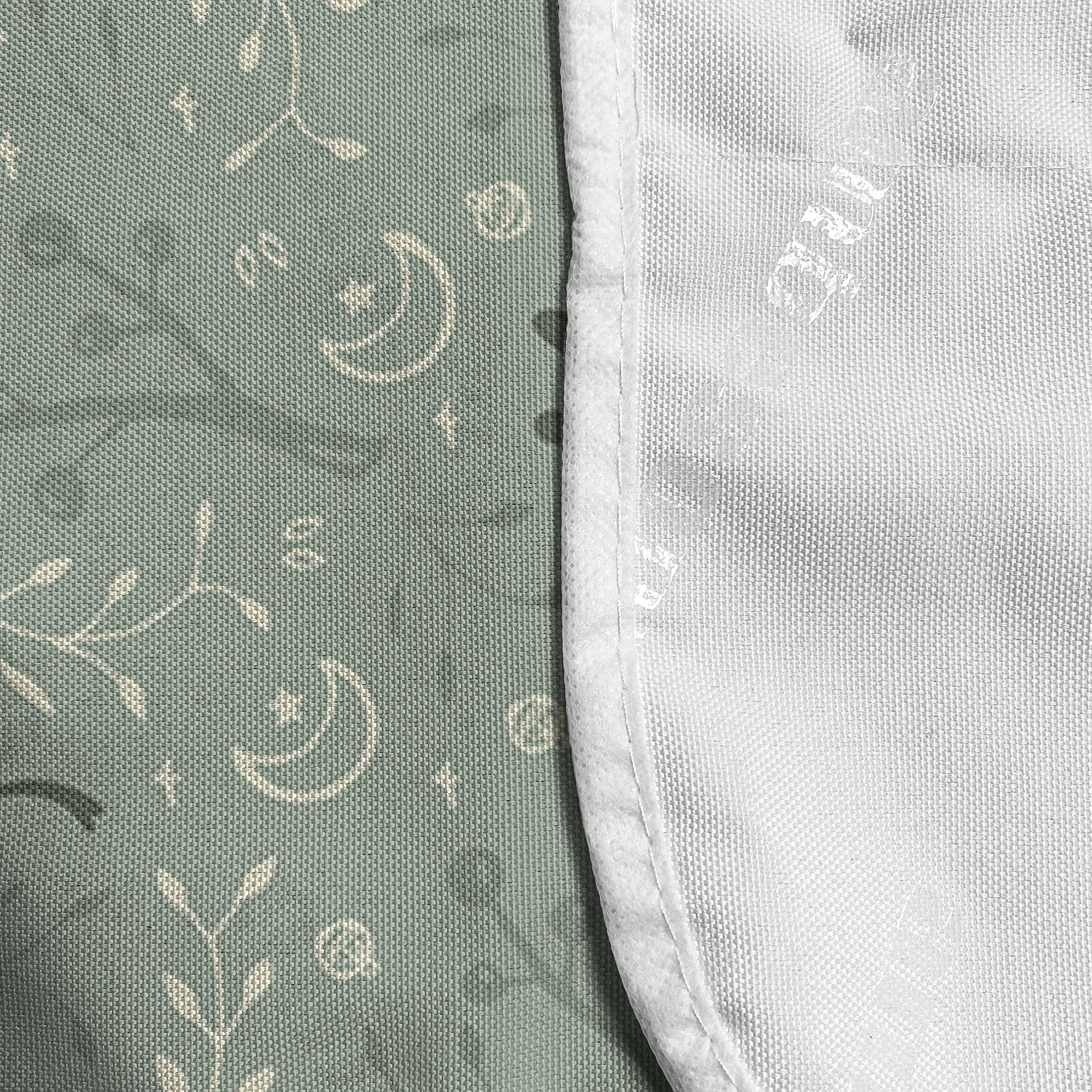 Ambesonne Christmas Microwave Cover - Waterproof Holiday Themed Design with Moons, Stars & Branches - 36 x 12 Inch Kitchen Organizer with Pockets in Pale Sage Green & Cream - Perfect for Holiday Decor & Microwave Protection