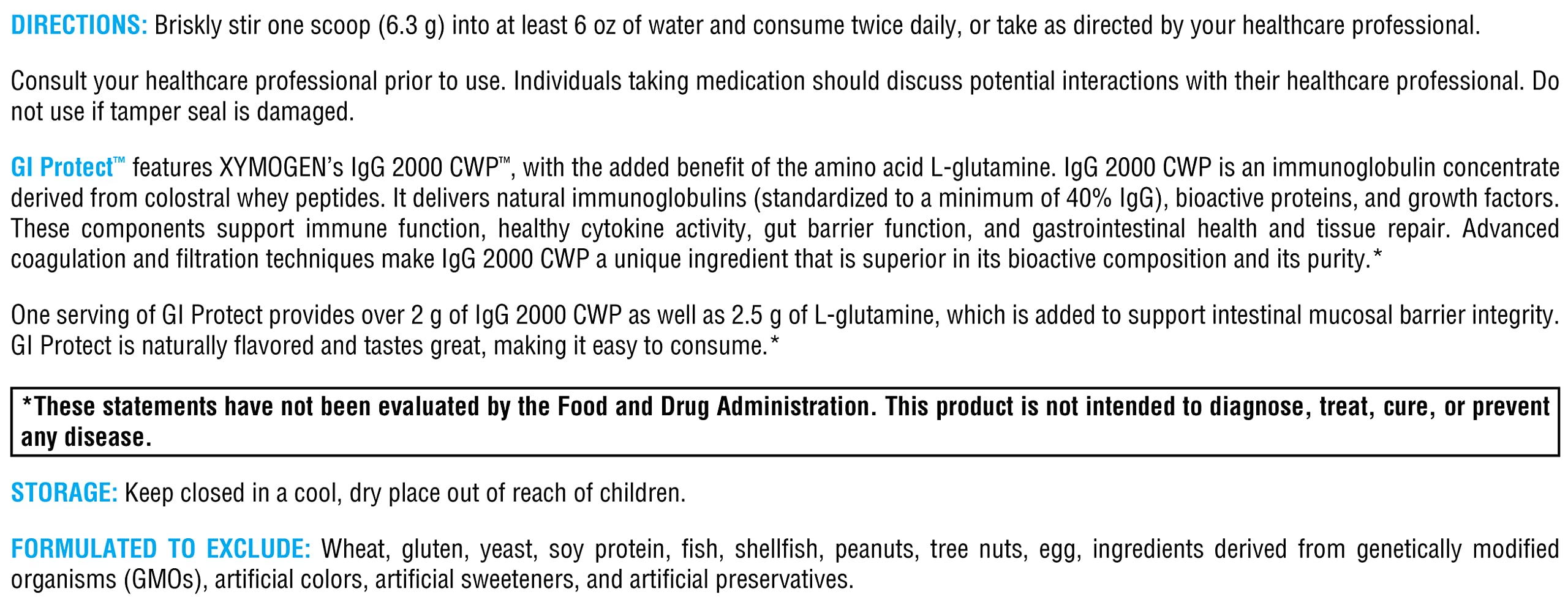 XYMOGEN GI Protect - IgG Immunoglobulin L-Glutamine Powder Supplement for Gut Health - Supports Digestive Lining, Immune System, Tissue Repair & Cytokine Balance - Sugar-Free, Stevia-Free Cherry Flavor (6.67 oz) - Ideal for Gut Healing, Immune Support & Post-Workout Recovery