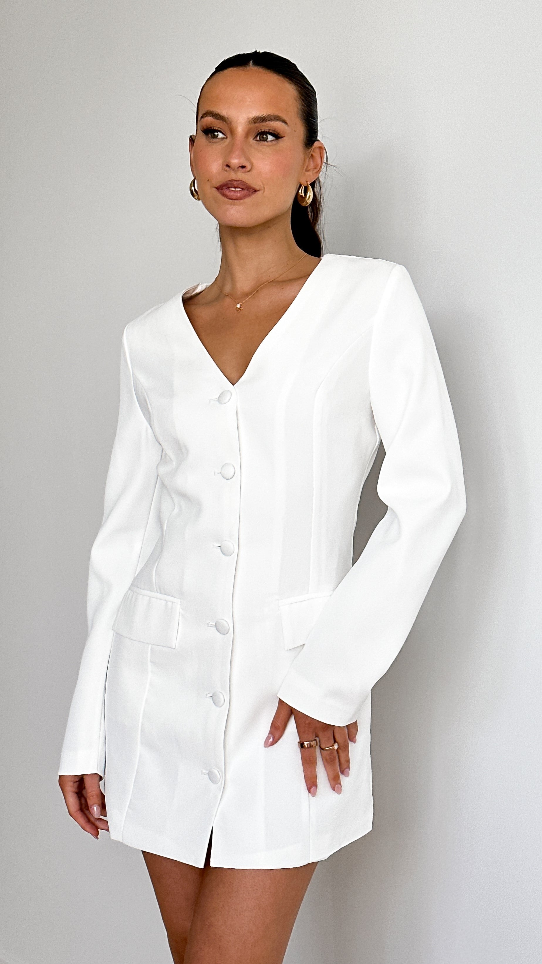 Elegant White Long Sleeve Mini Dress for Women - Perfect for Party, Date Night & Special Occasions