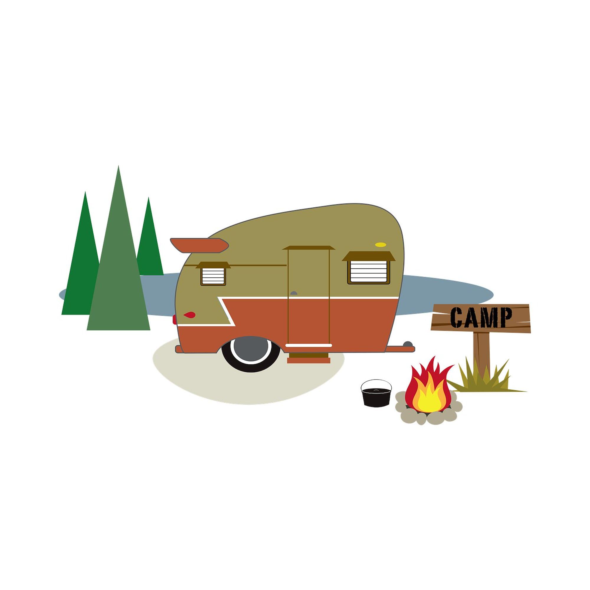 Camping Trailer Sticker - Oval Car Bumper Decal for RV, Truck & SUV - Waterproof Vinyl Outdoor Adventure Sticker for Campers, Travel Enthusiasts & Road Trips