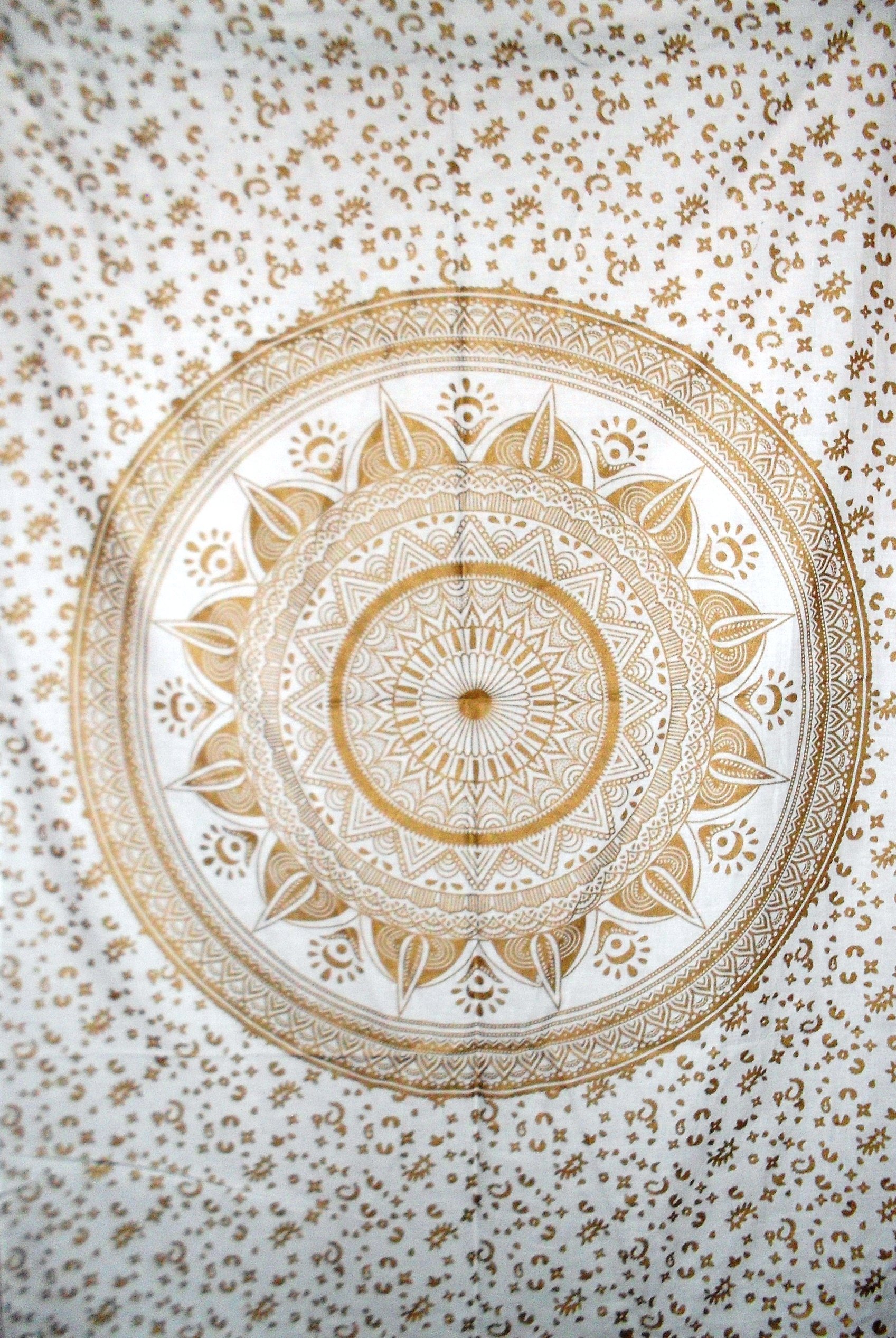 Mandala Golden Ombre Wall Decor | Indian Wall Sticker | Bohemian Tapestry | 30x40 Inch Boho Wall Art for Home & Dorm | Meditation Room Decor | Yoga Studio & Bedroom Aesthetic