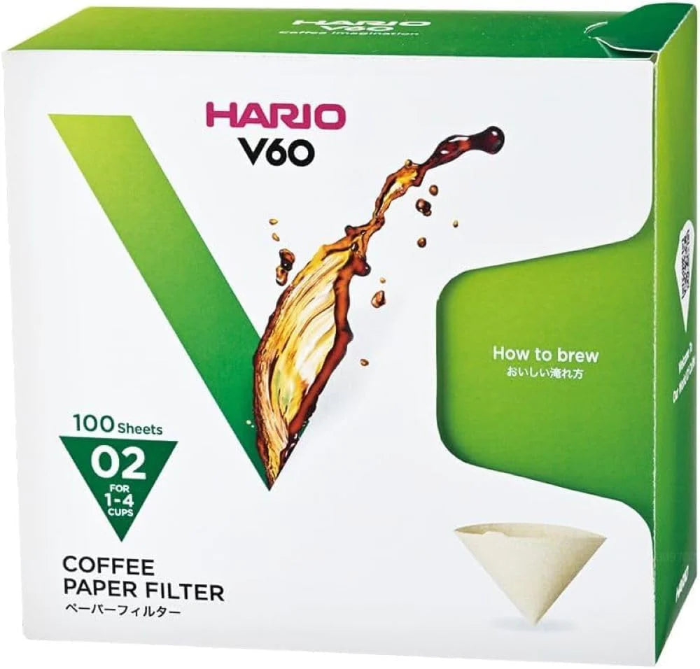 Hario V60 Coffee Filter Paper - 2 Cup Size (100 Pack) - Perfect for Pour Over Brewing at Home or Cafe