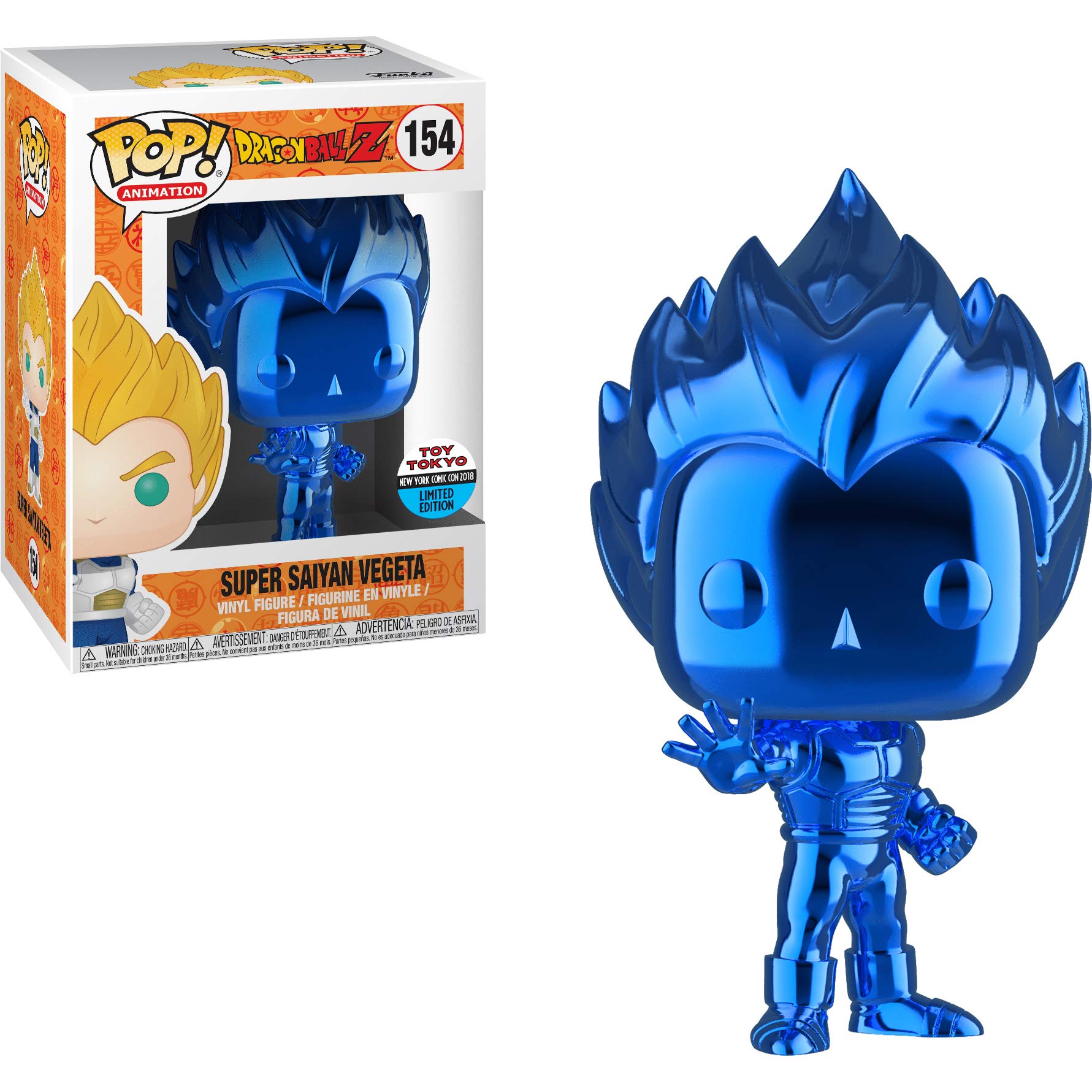 Funko Pop! Animation Vinyl Figure - Super Saiyan Vegeta (Toy Tokyo Exclusive) with Graphic Protector Case | Dragon Ball Z Collectible for Fans & Display | Perfect for Home, Office & Gamer Decor
