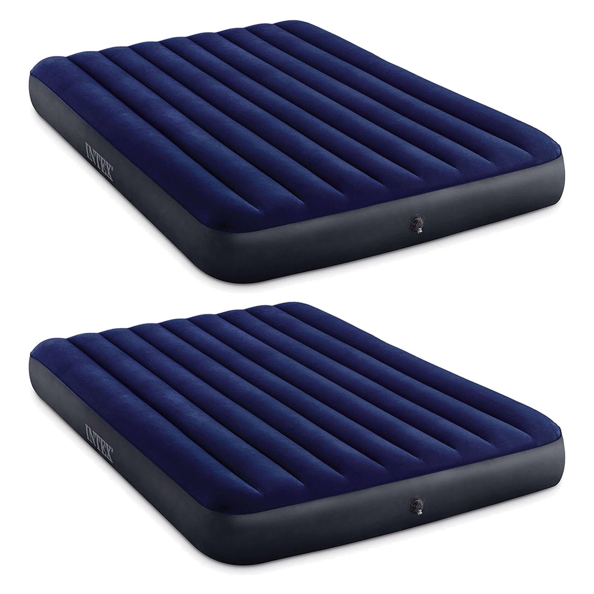 Intex 10 Inch Queen Air Mattress - Dura-Beam Fiber-Tech Vinyl, Plush Top & 2-in-1 Valve - 2 Pack (Pump Not Included) - Perfect for Guests, Camping & Home Use