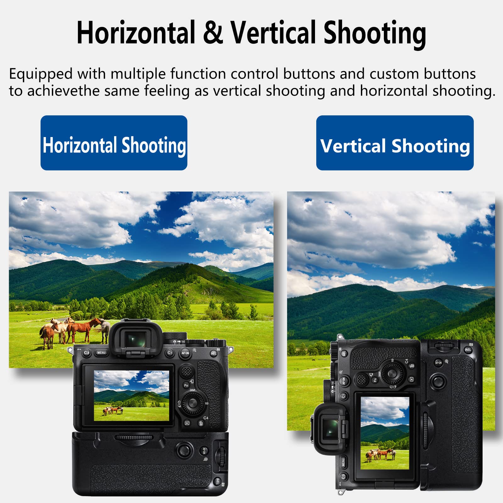 VG-C4EM Battery Grip for Sony A7R V/A7R IV/A9 II/A7 IV/A7S III/A1 Cameras - NP-FZ100 Replacement Vertical Grip | Perfect for Wedding, Travel & Outdoor Photography