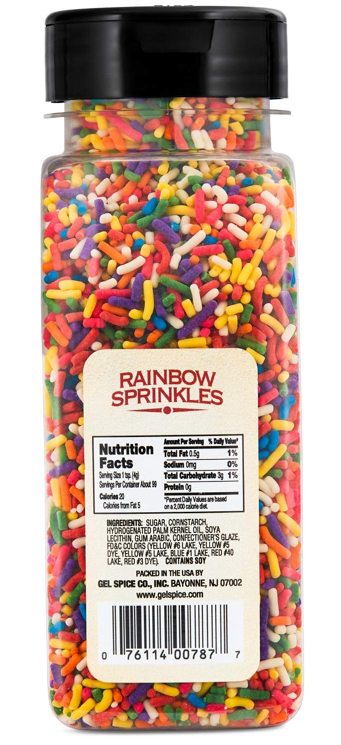 Chefs Select Decorative Rainbow Sprinkles Jimmies 14oz | Bulk Value Size | Gluten Free Certified | Perfect for Cupcakes, Cakes, Ice Cream & Dessert Decorating