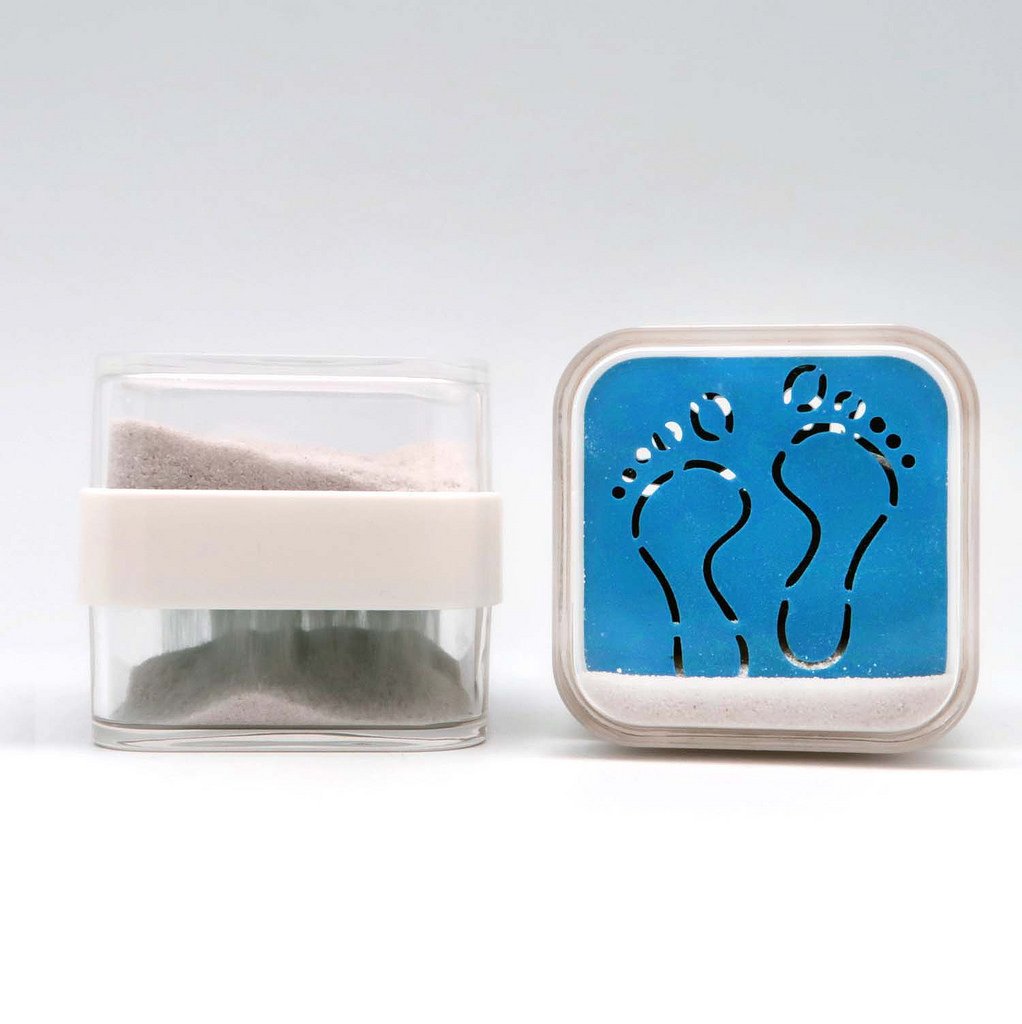 2-1/8 Inch Sand & Shells Paperweight Cube with Beach Wave & Footprint Patterns - Real Beach Sand Inside - Perfect Desk Decor for Office, Home & Beach-Themed Gifts