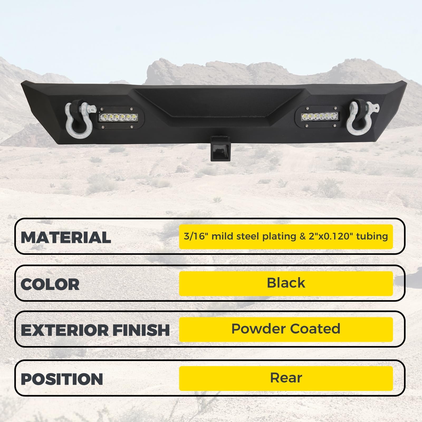 KUAFU Rear Bumper with LED Lights & 2