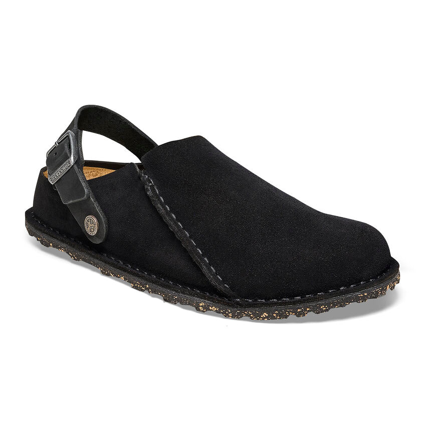 Birkenstock Lutry Premium Suede Leather Sandals for Women - Black Comfortable Footbed - Perfect for Casual Wear, Walking & Travel