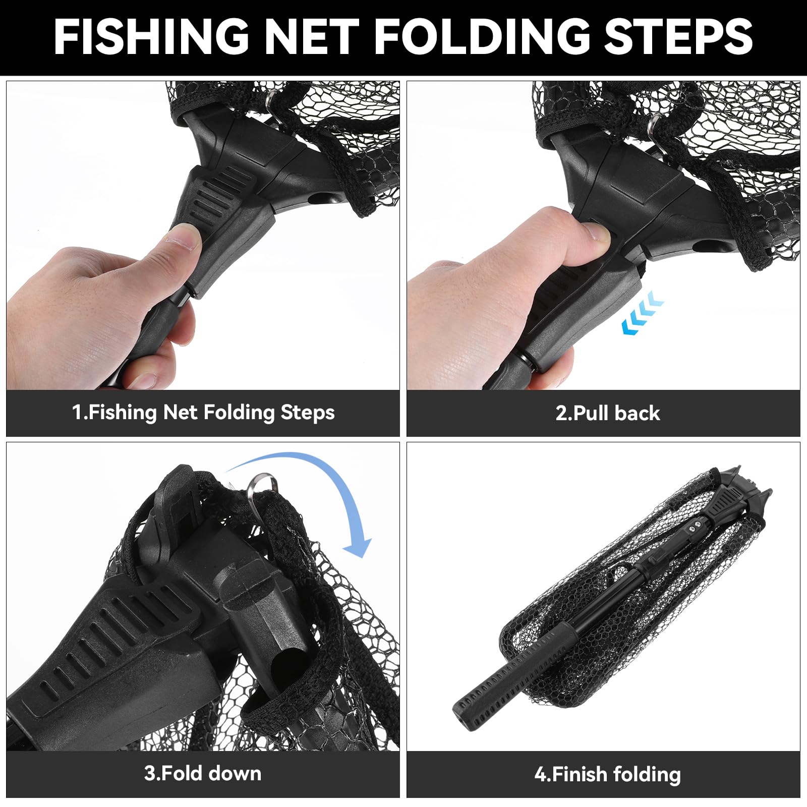 Telescopic Fishing Landing Net with Extendable Handle - 40 Inch Lightweight Foldable Fishing Net for Fly Fishing, Trout, Bass - Perfect for Streams, Rivers & Lakes