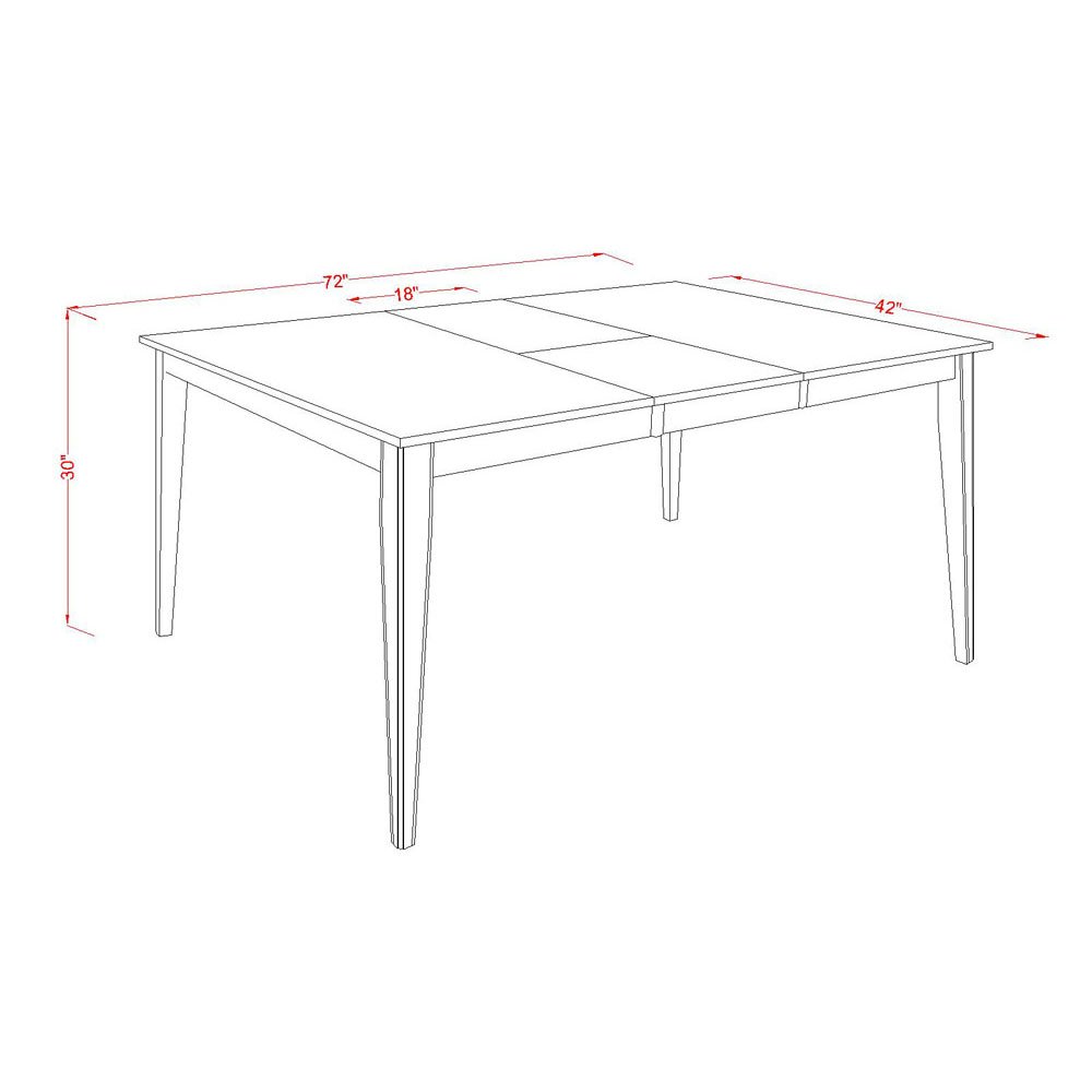 East West Furniture HEBO5-CAP-W 5-Piece Cappuccino Dining Set with 42x72 Inch Rectangle Pedestal Table & 4 Chairs - Modern Kitchen Furniture for Small Spaces, Breakfast Nooks & Apartment Dining Rooms