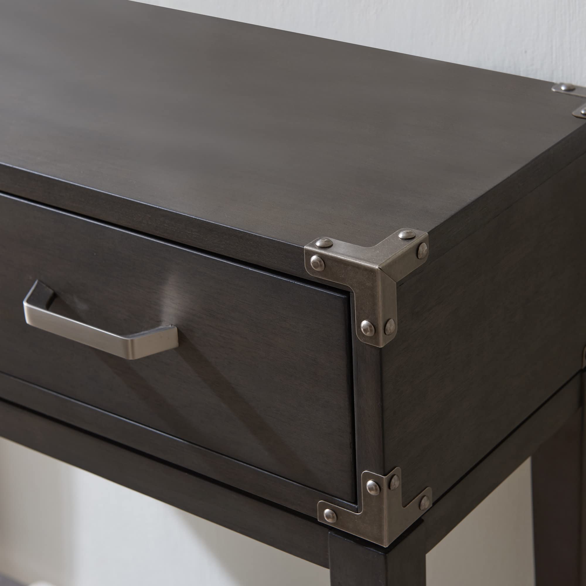 Leick Home Beckett One Drawer Hall Stand with Shelf - Entryway Storage Organizer for Living Room, Hallway & Foyer - Anthracite/Pewter Finish - Perfect for Small Spaces, Keys, Mail & Decor