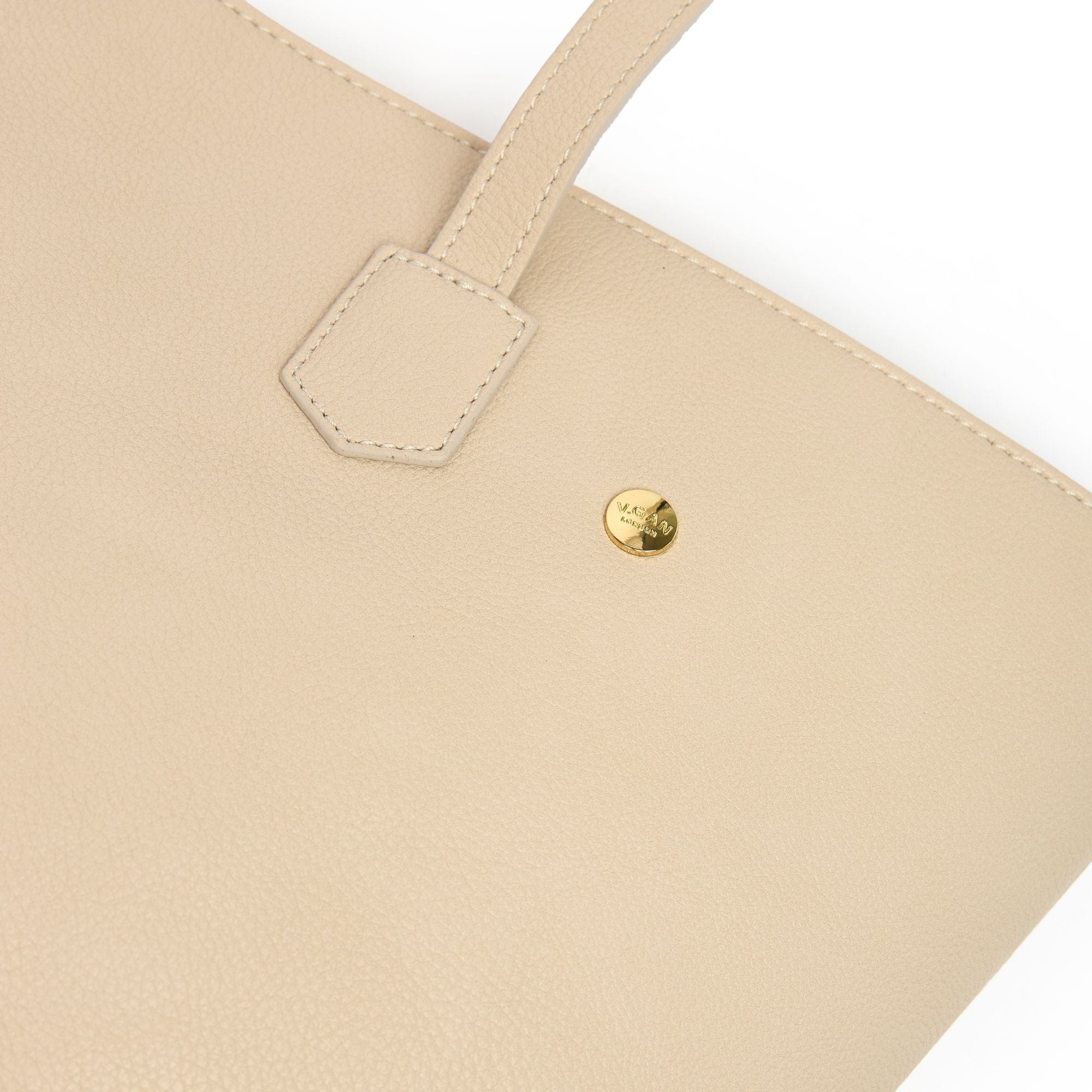 Stylish Hazel Vegan Leather Tote Bag for Women - Eco-Friendly Shoulder Handbag in Cream | Perfect for Work, Travel & Everyday Use
