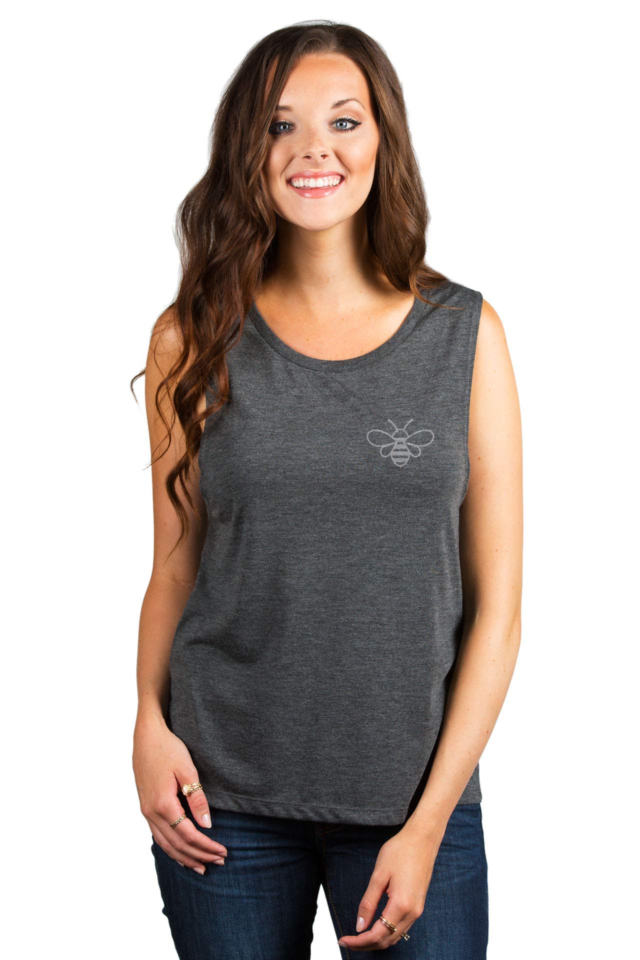 Bumble Bee Women's Fashion Sleeveless Muscle Tank Top Tee - Gym Workout, Yoga, Running & Casual Wear