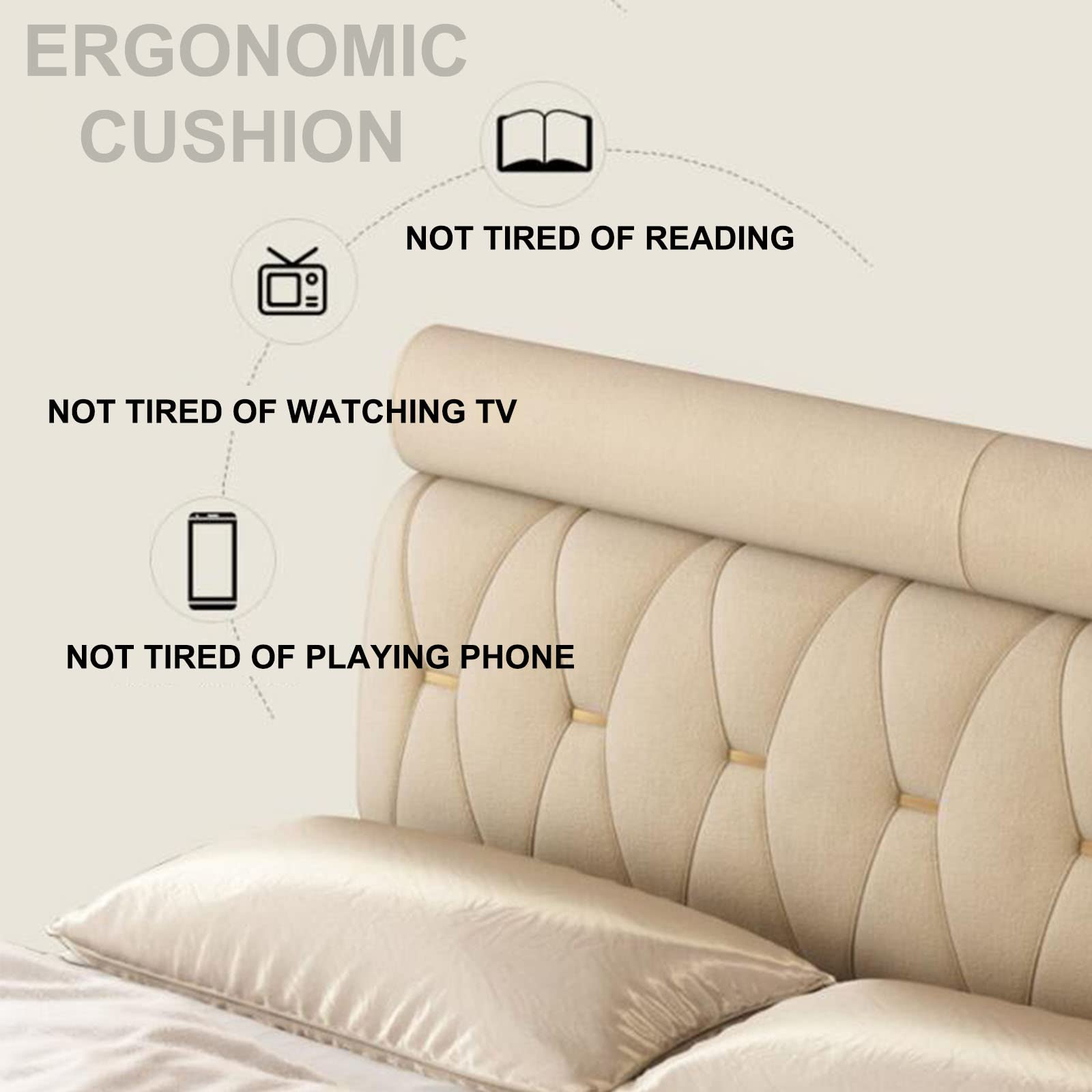 **Soft Wedge Headboard Cushion with Removable Cover - 74.8