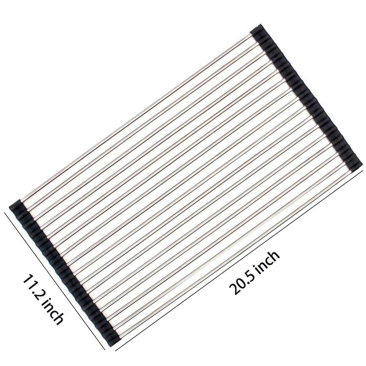 Ahyuan Foldable Over The Sink Dish Drying Rack - Portable Roll Up Kitchen Dish Drainer for Counter Space Saving - Black 20.5