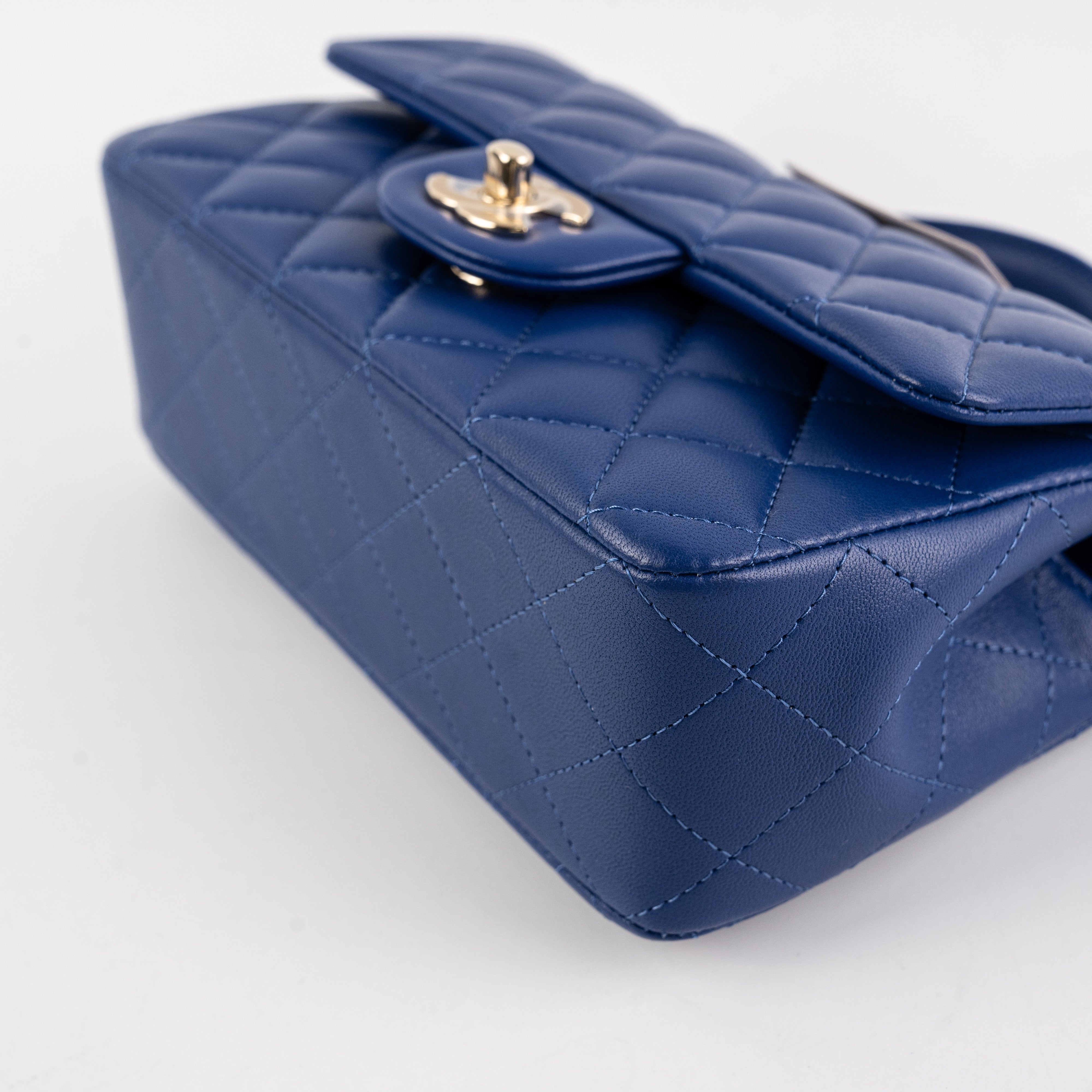 Chanel Mini Top Handle Bag in Lambskin Leather - Blue Microchip | Luxury Crossbody Purse for Women, Perfect for Parties & Evening Events