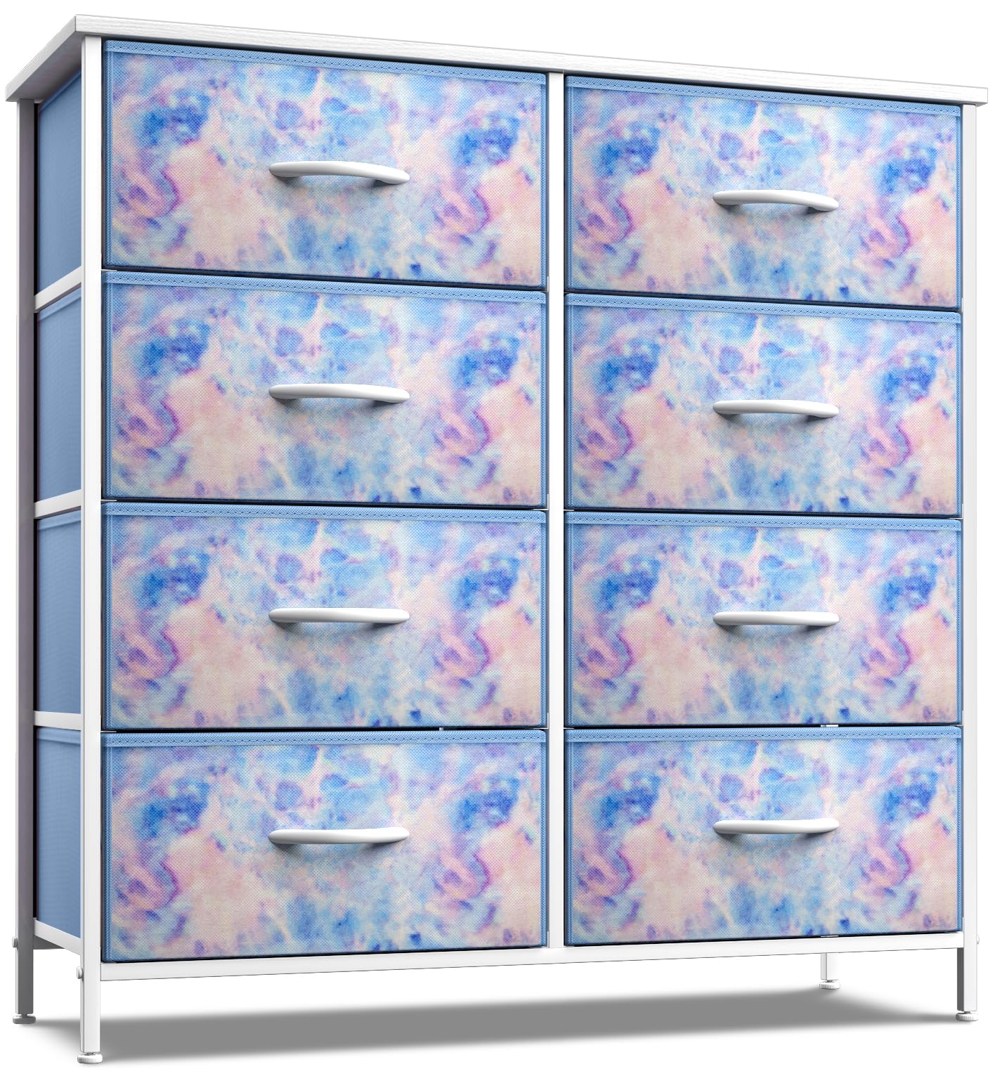 Sorbus 8-Drawer Dresser Organizer - Wood Top Storage Chest with Steel Frame & Easy Pull Fabric Bins for Bedroom, Closet, Office - Blue | Space-Saving Furniture for Small Apartments & Dorm Rooms