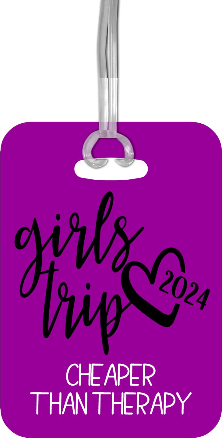 Custom Purple Luggage Tags for Girls Trip Favors 2024 - Perfect Gift for Friends Weekend Getaway & Bachelorette Party Accessories