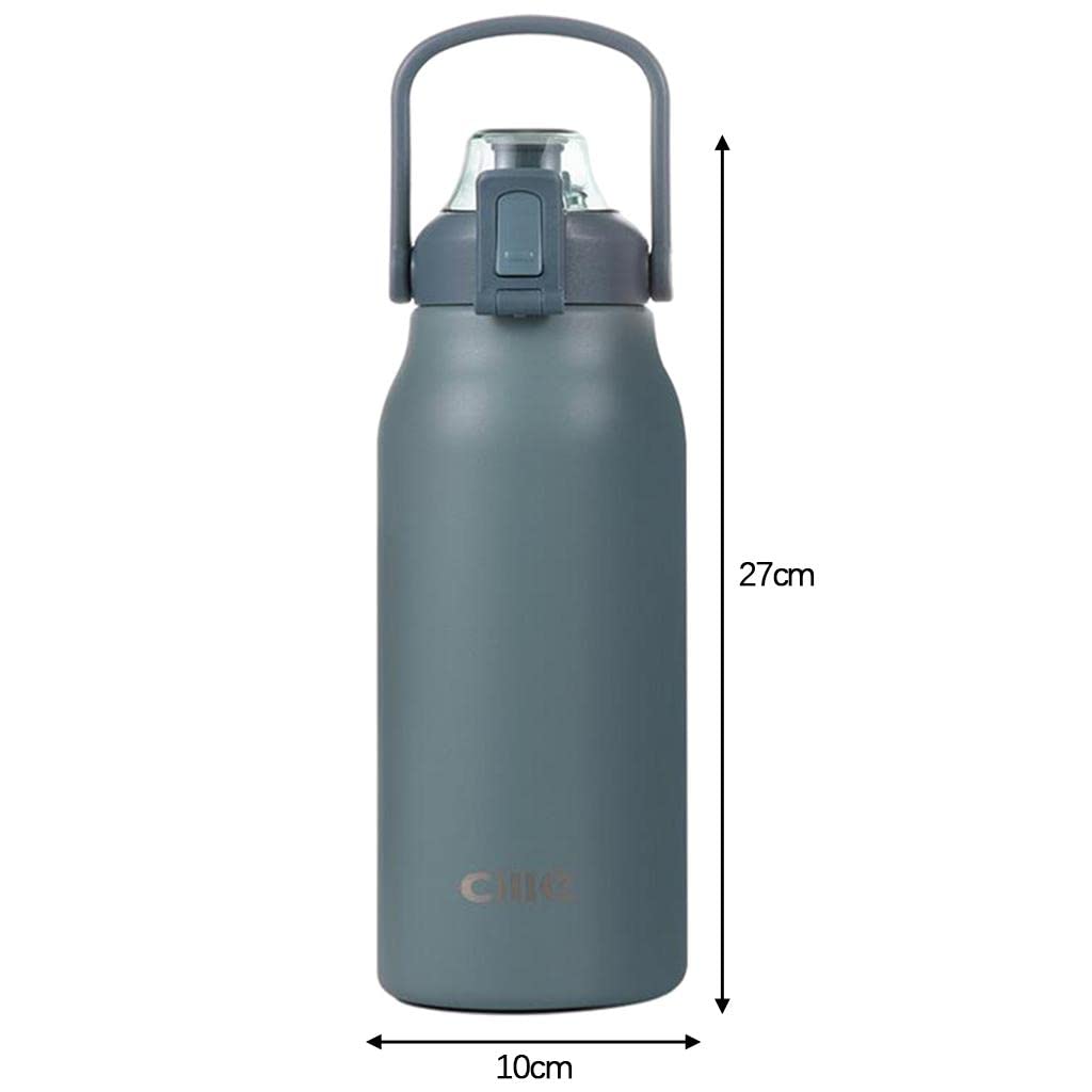 CALANDIS 45oz Vacuum Insulated Water Bottle - Leakproof Stainless Steel Thermos for Hiking, Camping & Travel - Keeps Drinks Hot/Cold for 24 Hours - Dark Green Outdoor Sports Bottle