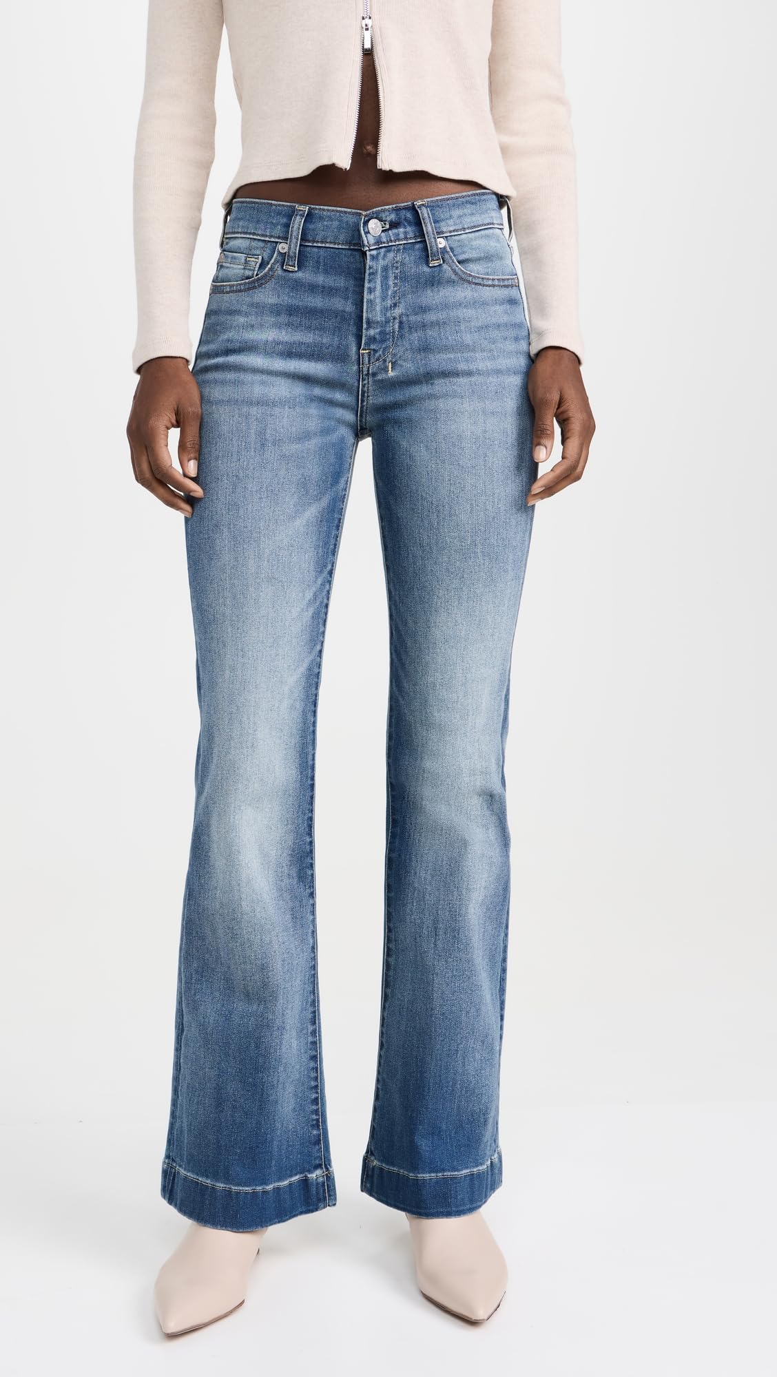 7 For All Mankind Women's Dojo Tailorless Jeans - High Waist Stretch Denim Pants for Casual Wear & Everyday Outfits