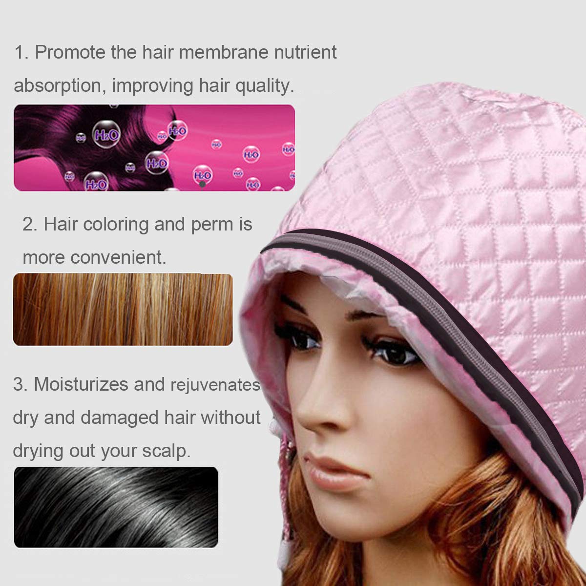 SEKOY Thermal Hair Spa Cap with Steamer for Deep Conditioning Treatment - Nourishing & Heating Hair Care for Dry, Damaged Hair - Perfect for At-Home Salon Spa Days & Self-Care Routines