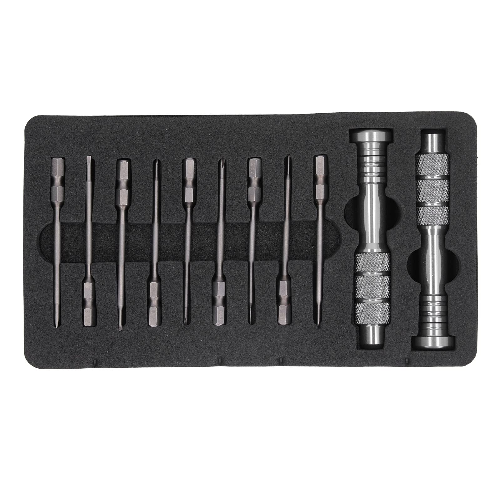 Premium Steel Slotted Screwdriver Set - 9 Precision Bits & 2 Ergonomic Handles for Electronics Repair, Camera Lens, Computer & DIY Projects | Professional Hand Tool Kit for Home & Workshop Use