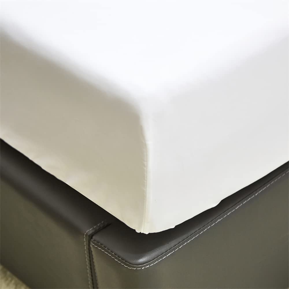 Premium 4-Piece White Bed Sheet Set - Queen Size, 100% Cotton, Soft & Breathable (1 Fitted Sheet, 1 Flat Sheet, 2 Pillowcases) for Men & Women - Perfect for Home, Hotel, Dorm & Guest Room Comfort