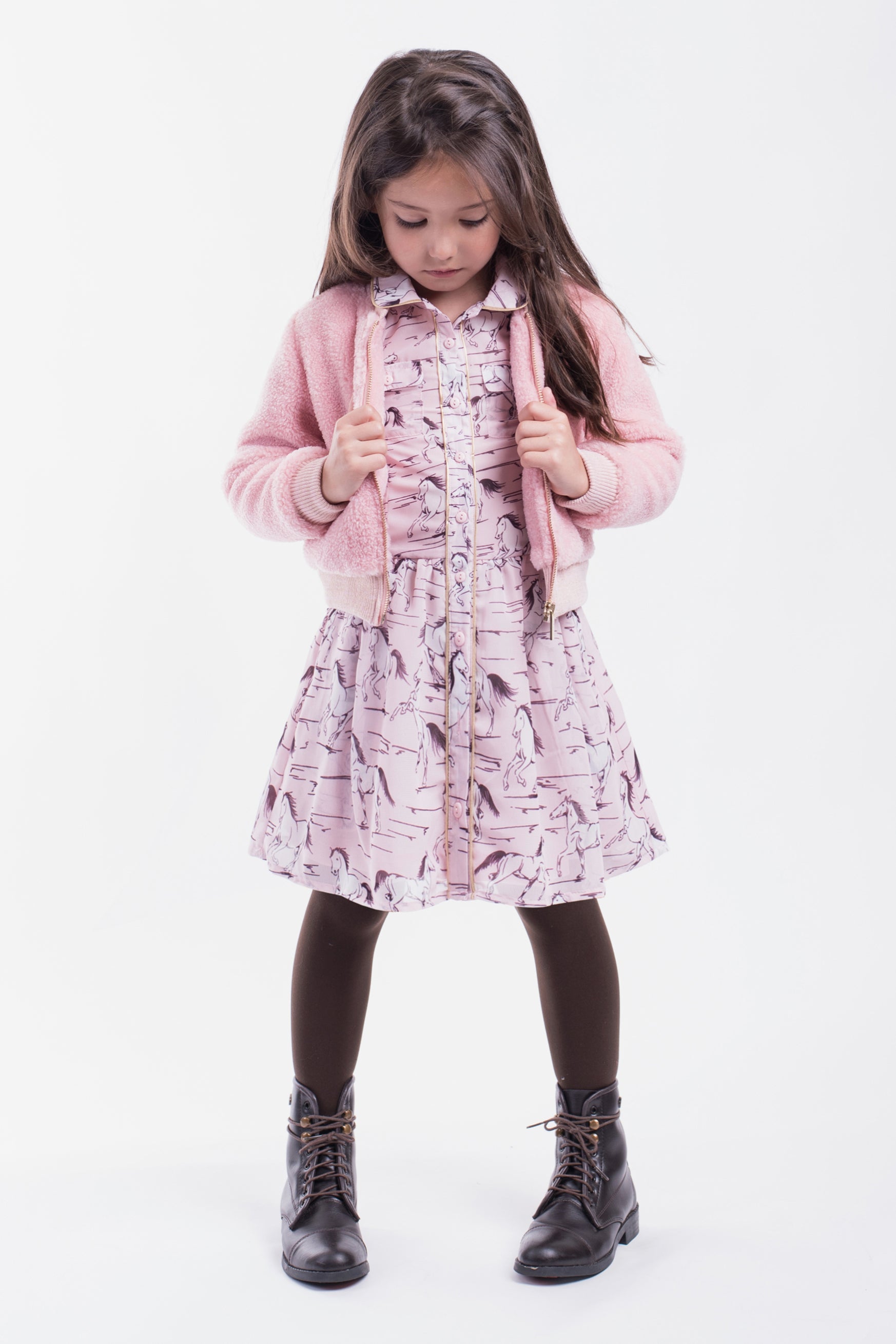 Imoga Rebecca Wild Horses Girls Dress - Cute & Comfortable Floral Print Dress for Toddlers & Kids - Perfect for Parties, Playdates & Special Occasions